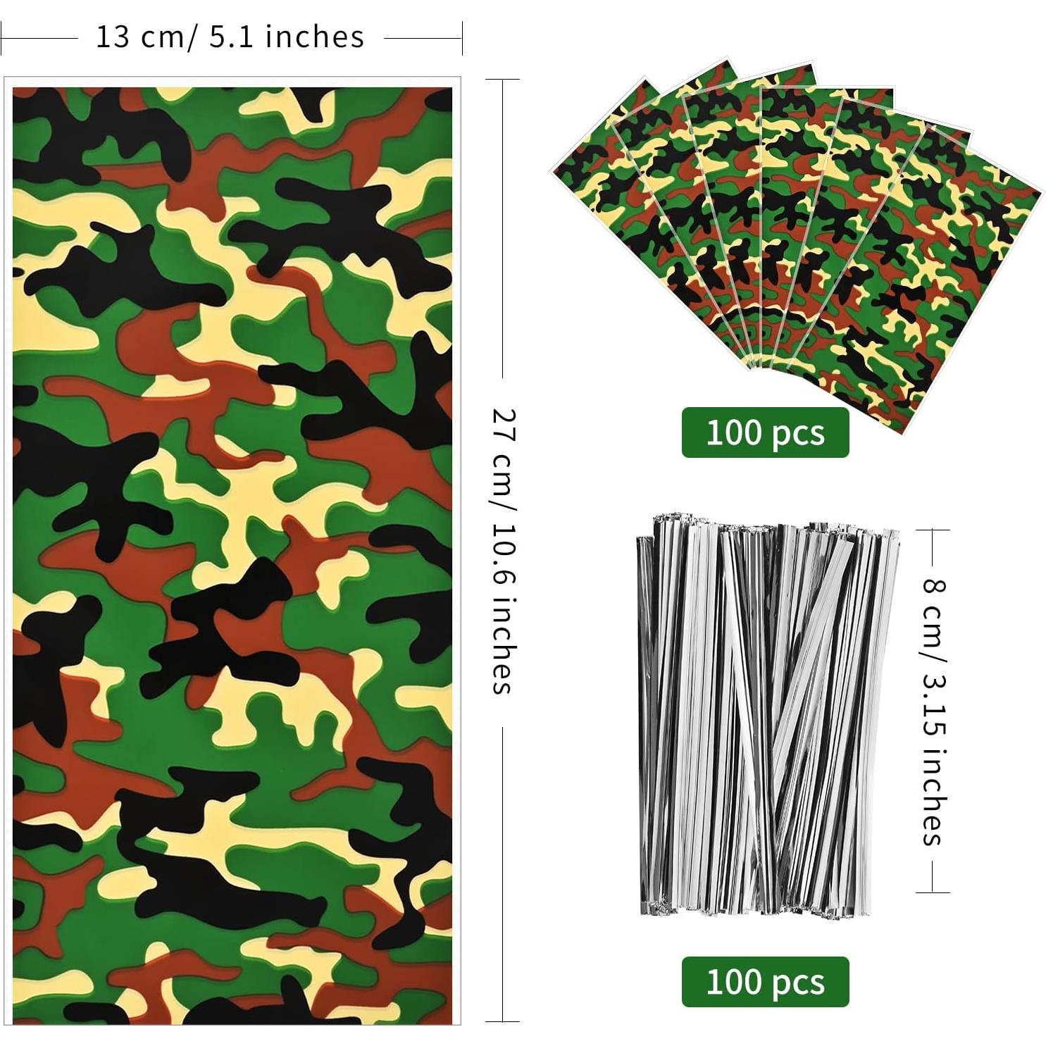 Bolsas de Golosinas Camuflaje 100 Pcs Lecpeting 27x13 cm