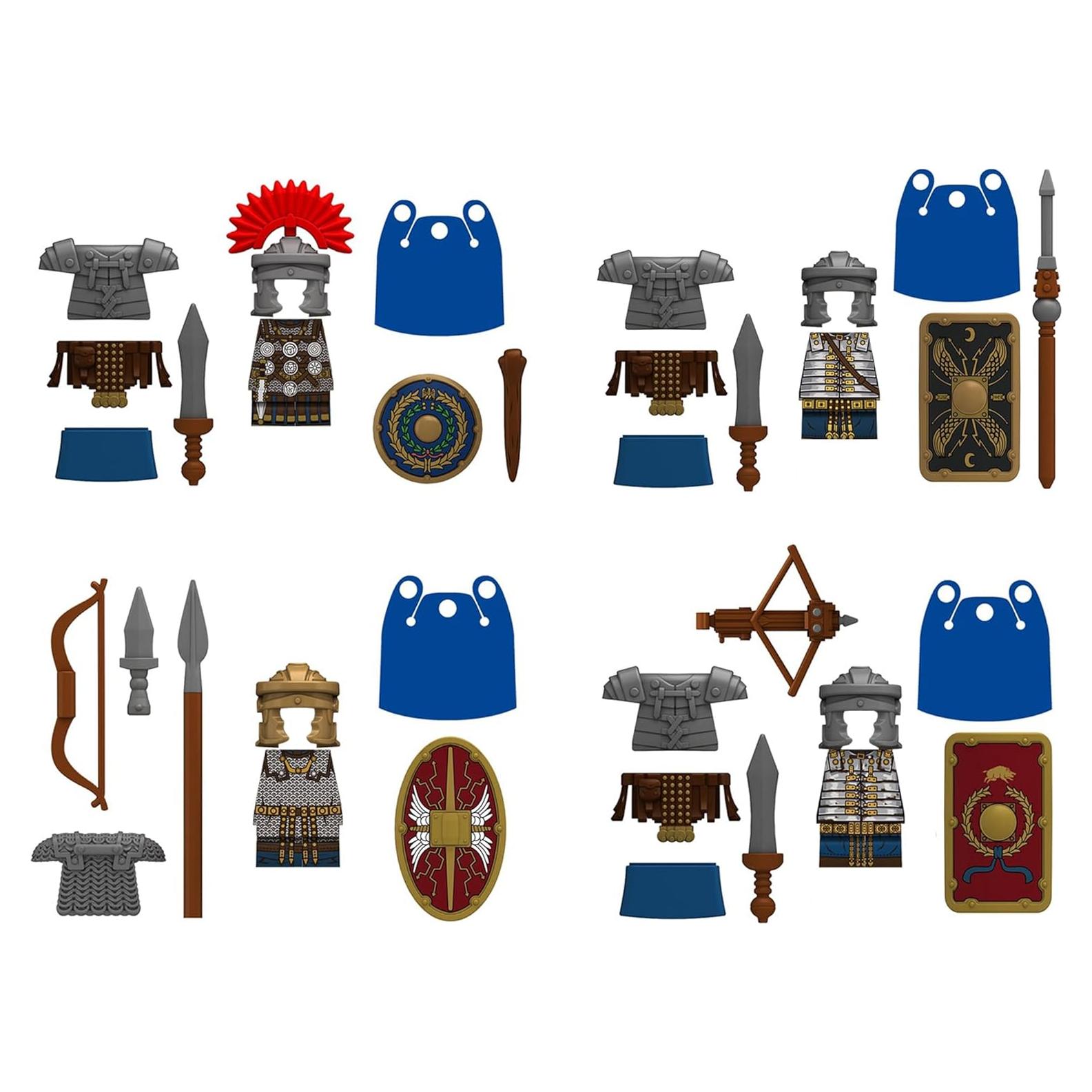 Conjunto de Bloques de Construcción Gladiador Romano Miniatura - 4 Figuras