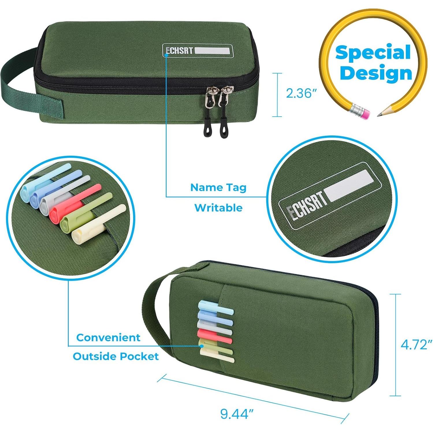 Estuche de Lápices ECHSRT Verde Militar 24x12x6 cm