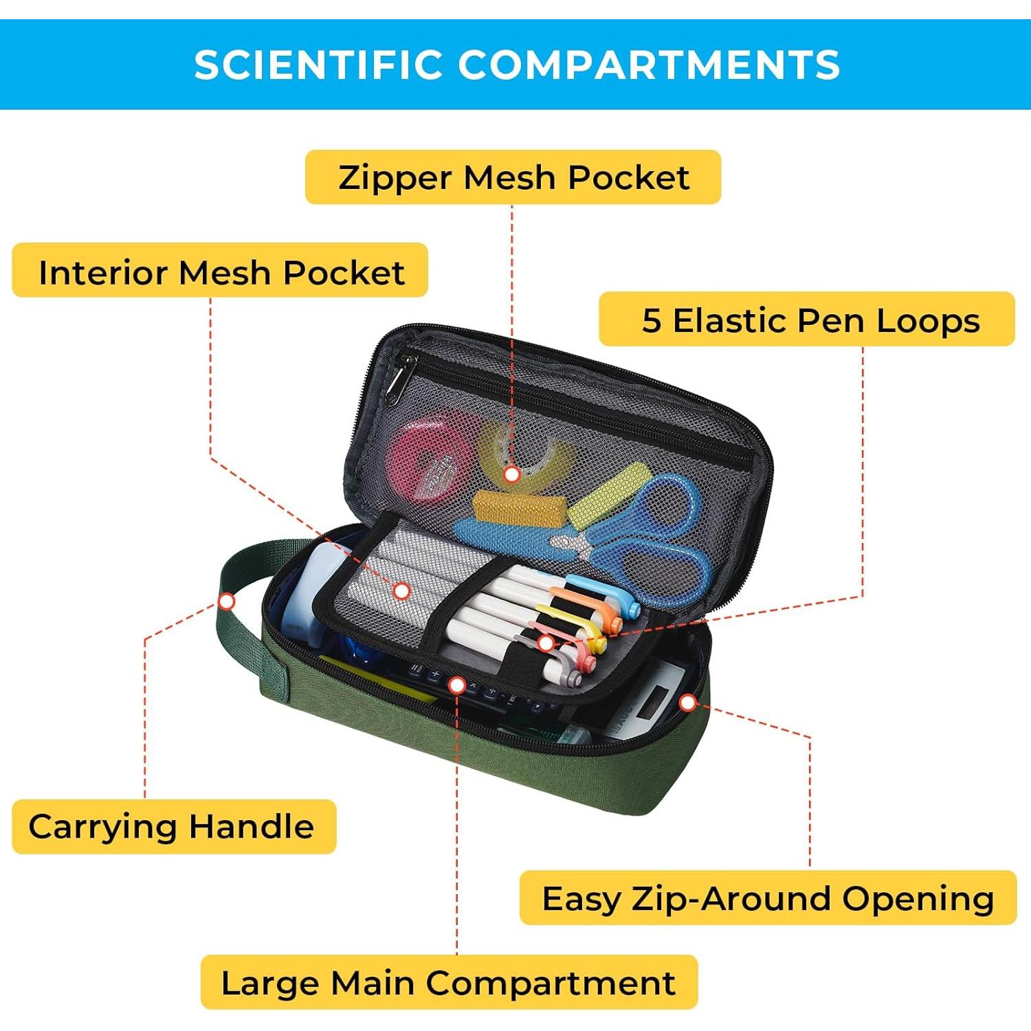 Estuche de Lápices ECHSRT Verde Militar 24x12x6 cm