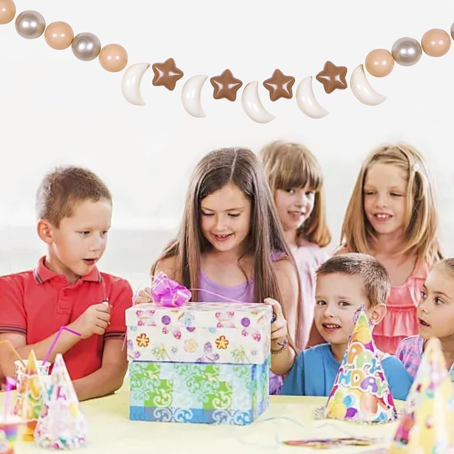 GOGOSO Ball Pit Balls Stars Moon Shapes Plastic Pitballs for Toddler Play Tent Baby Photo Props Kids Pool Water Toys Kiddie Pool Party Decor, Coffee+Beige Mix Cream Colors +Pearl Colors,50PCS