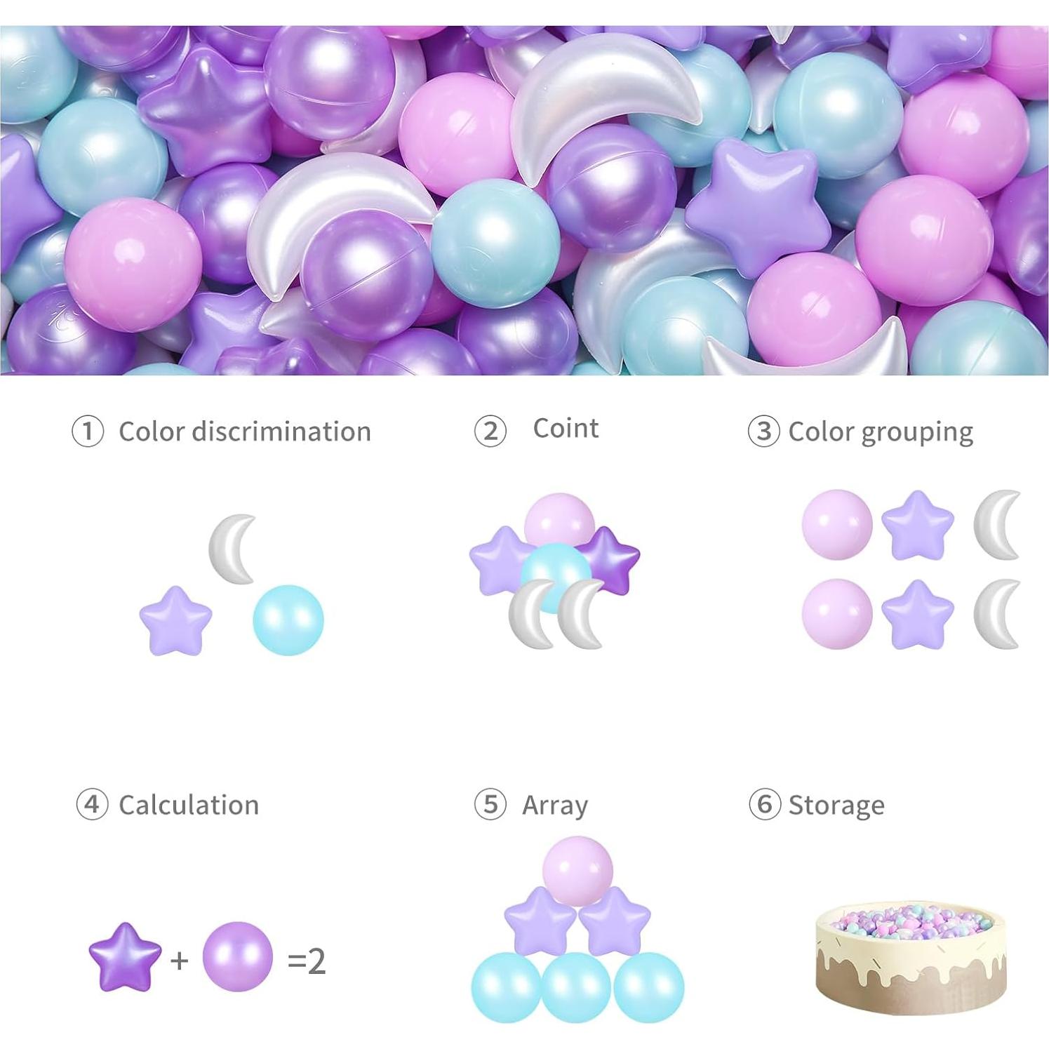 Bolas de Piscina GOGOSO 100PCS Estrellas y Lunas