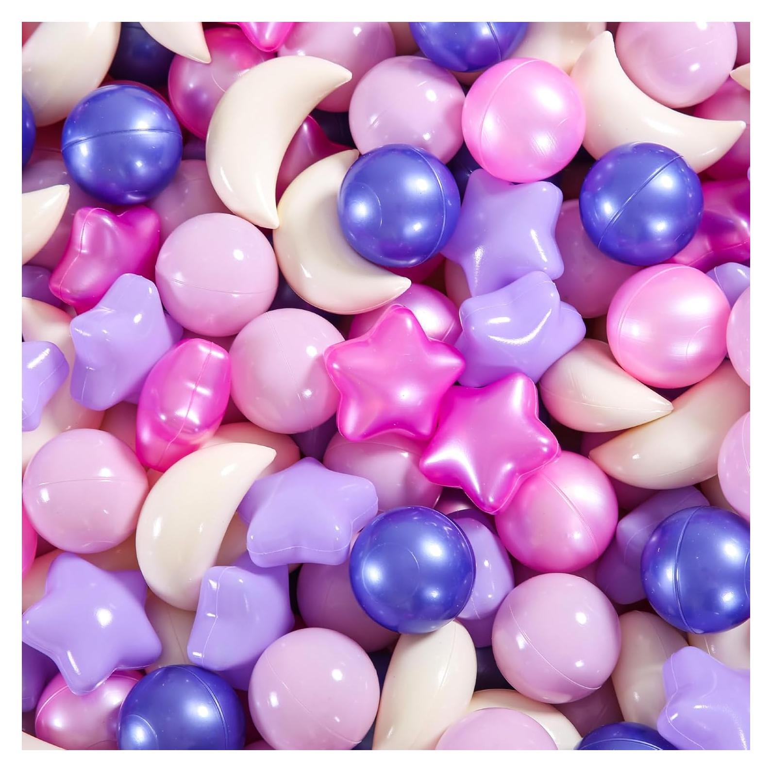 Bolas de Piscina GOGOSO 100pcs Estrellas y Lunas Rosa