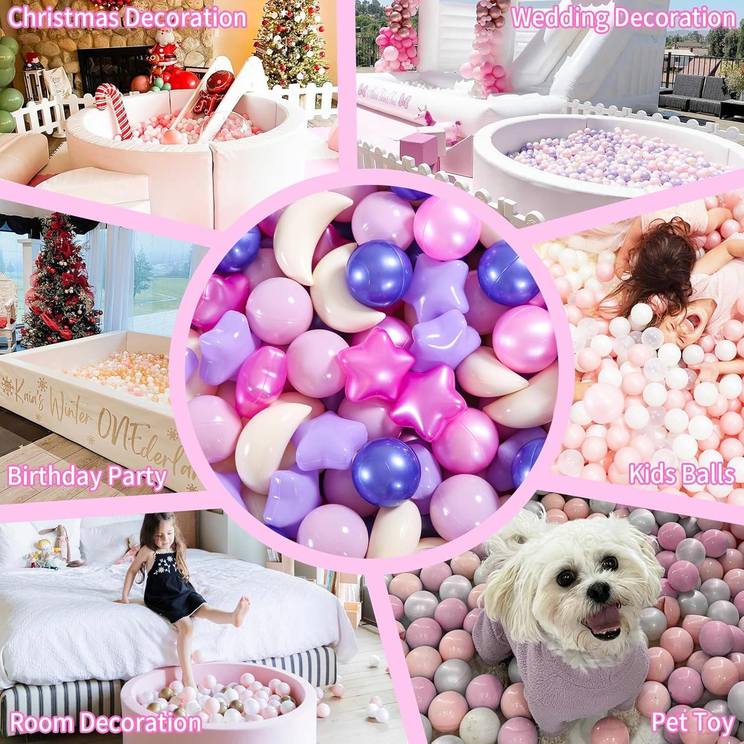 Bolas de Piscina GOGOSO 100pcs Estrellas y Lunas Rosa