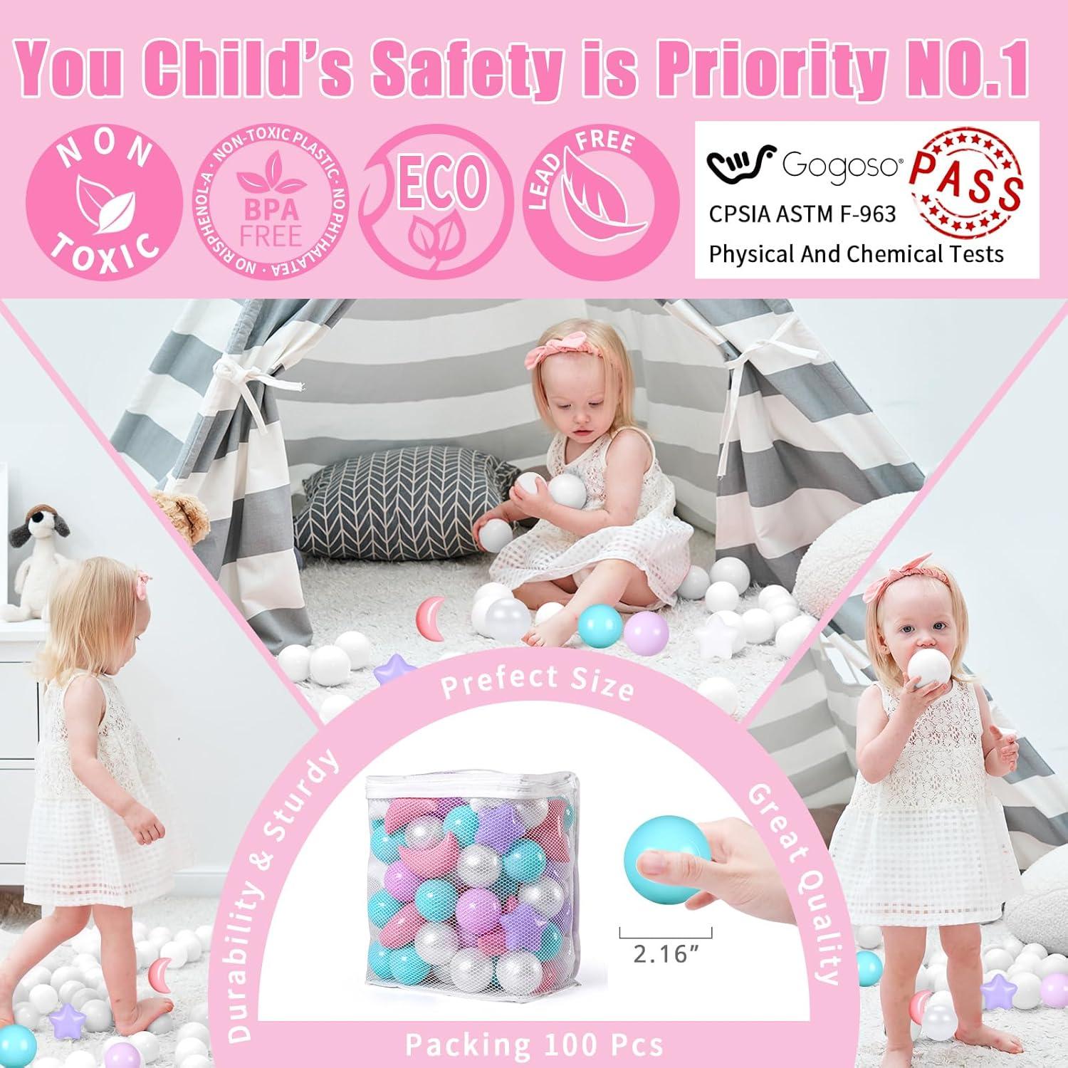 Bolas de Piscina GOGOSO 100PCS Estrellas y Lunas Colores