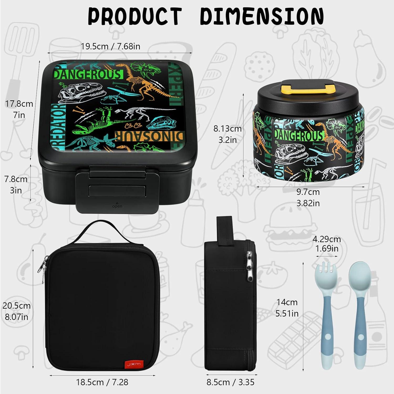 Caja de Almuerzo Bento JXXM con Termo 0.24L y 5 Compartimentos