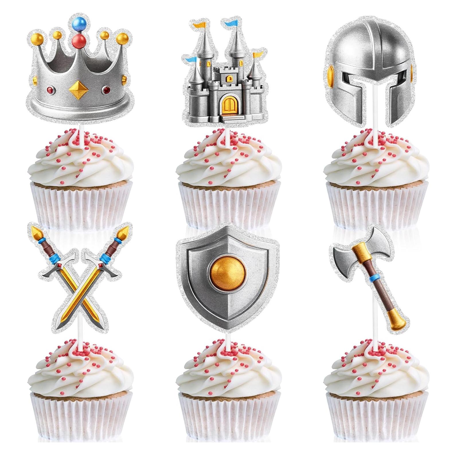 18pcs Medieval Cupcake Toppers Set Happy Birthday Armor, Castle Dessert Decoration, Medieval Renaissance Party, Boy and Girl Birthday Party, or Baby Shower Decoration, Birthday Gifts for Kids. LIANGSS