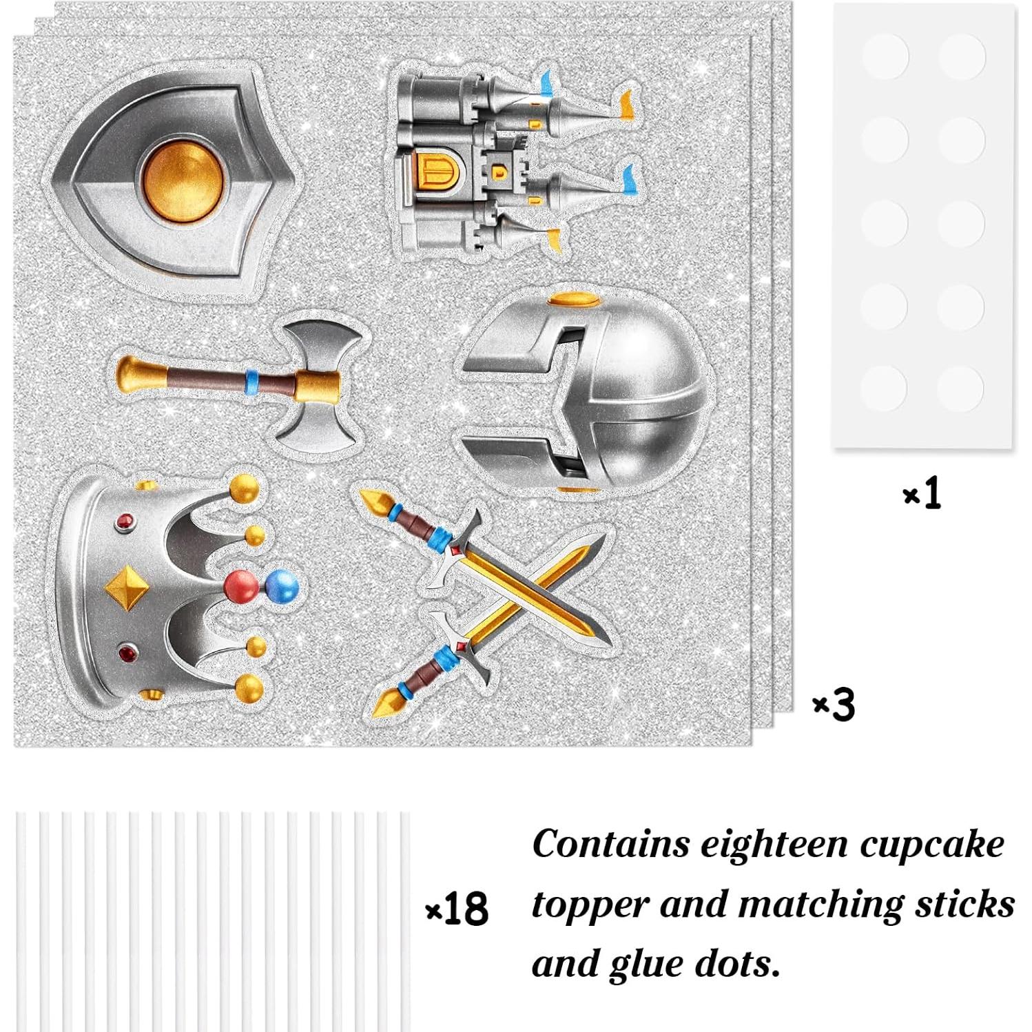 18pcs Medieval Cupcake Toppers Set Happy Birthday Armor, Castle Dessert Decoration, Medieval Renaissance Party, Boy and Girl Birthday Party, or Baby Shower Decoration, Birthday Gifts for Kids. LIANGSS