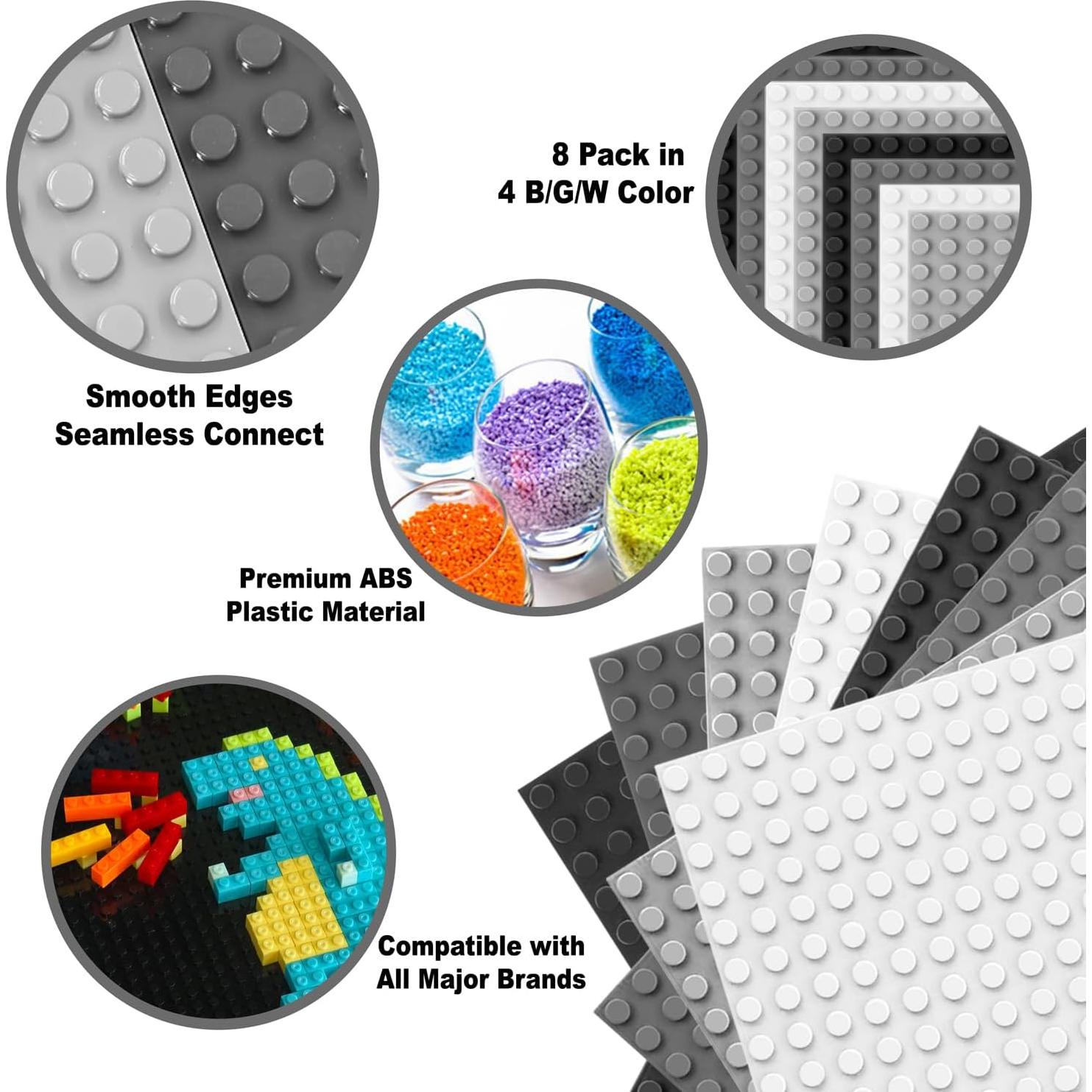 Paquete de 8 Placas Base de Ladrillos 25.5x25.5 cm ABS