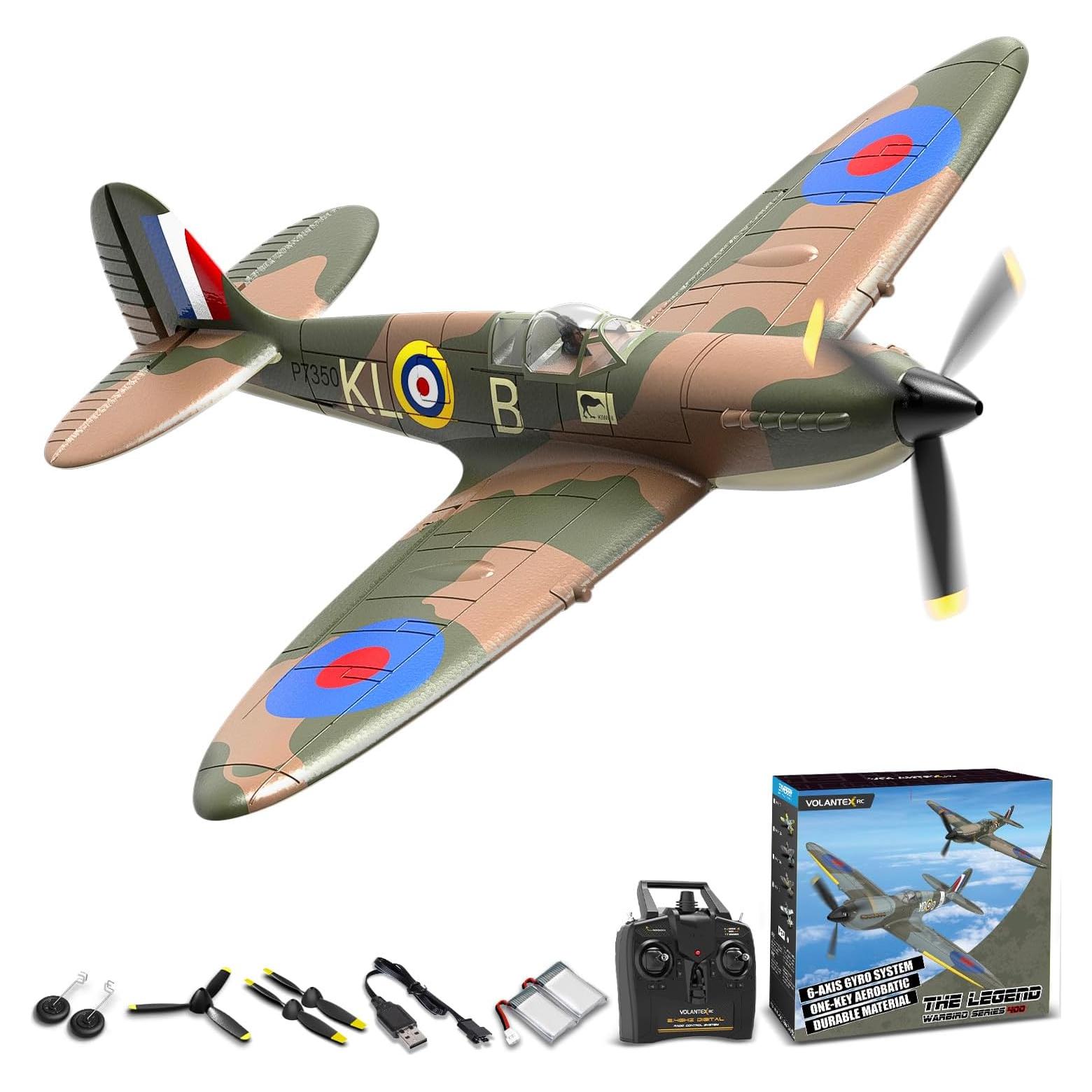 Avión RC VOLANTEX Spitfire 4CH con Giroscopio Verde