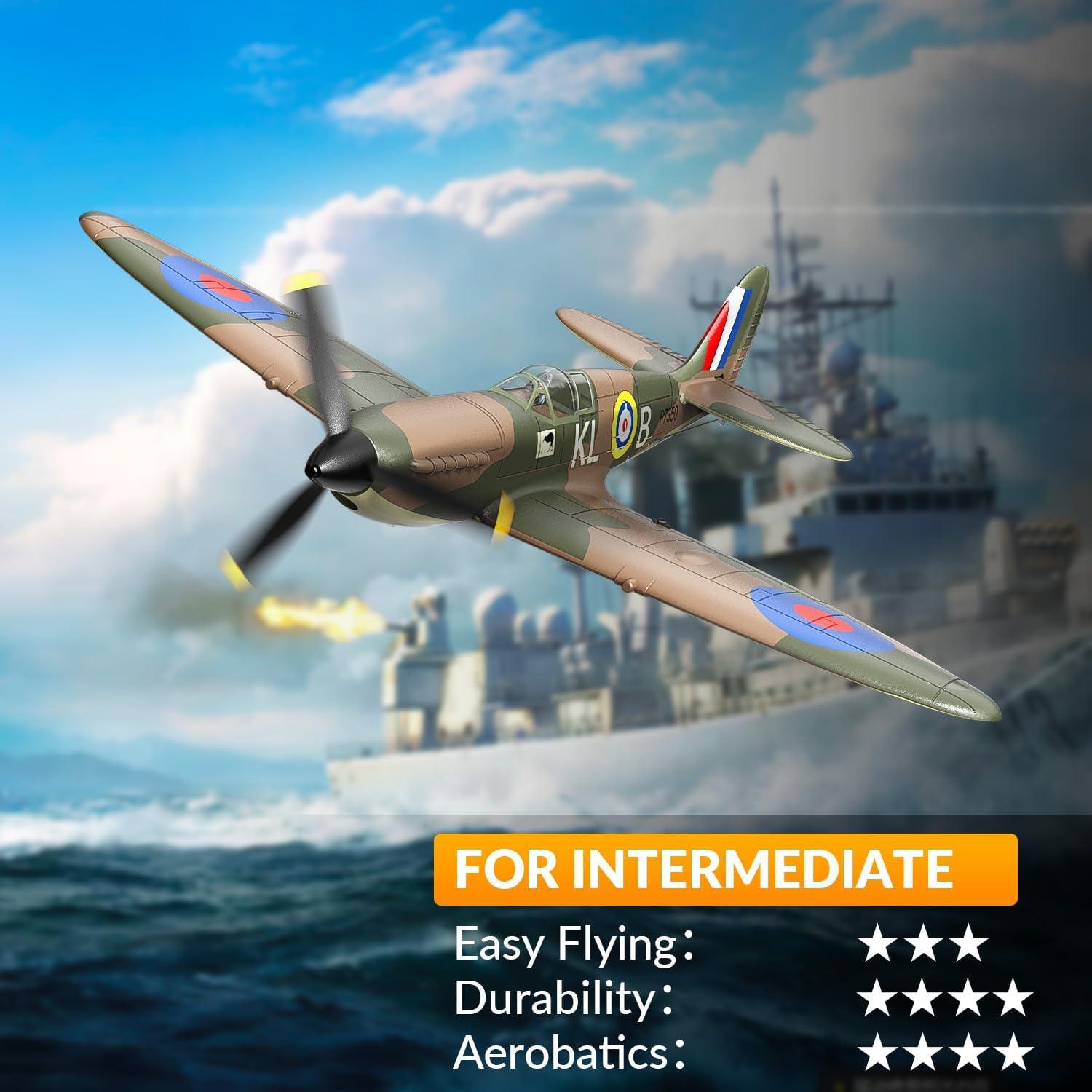 Avión RC VOLANTEX Spitfire 4CH con Giroscopio Verde