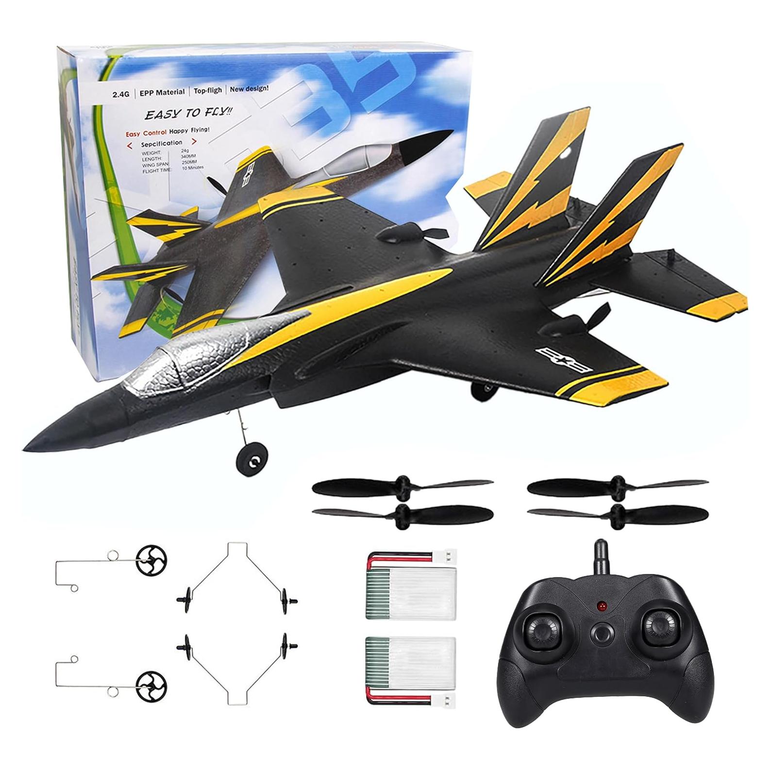 Foam F-35 RC 2CH Remote Control Fighter Jet Plane Airplane Toy for Adults Kids Boys Beginners Easy Ready to Fly (Black)