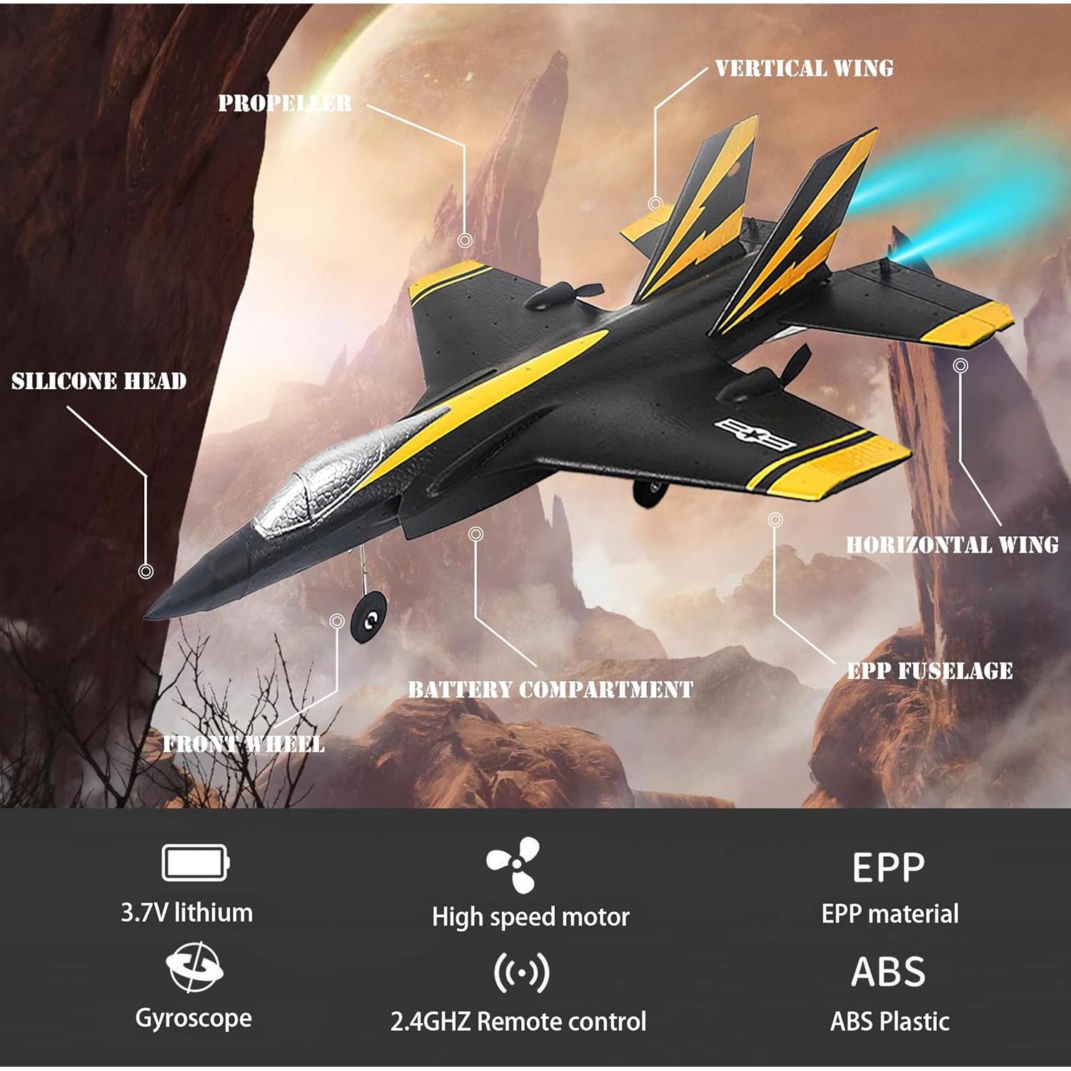 Foam F-35 RC 2CH Remote Control Fighter Jet Plane Airplane Toy for Adults Kids Boys Beginners Easy Ready to Fly (Black)