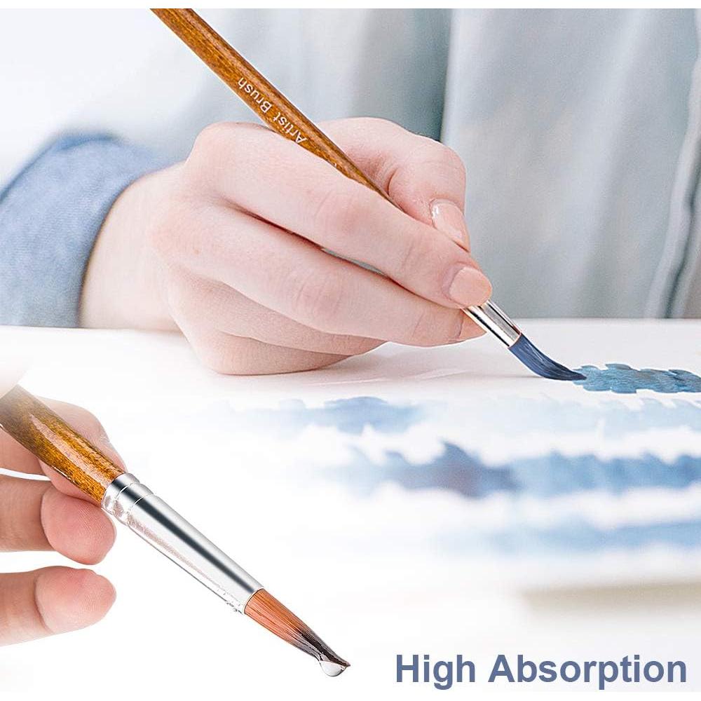 Juego de Pinceles de Acuarela FENORKEY 12pcs Nylon Marrón