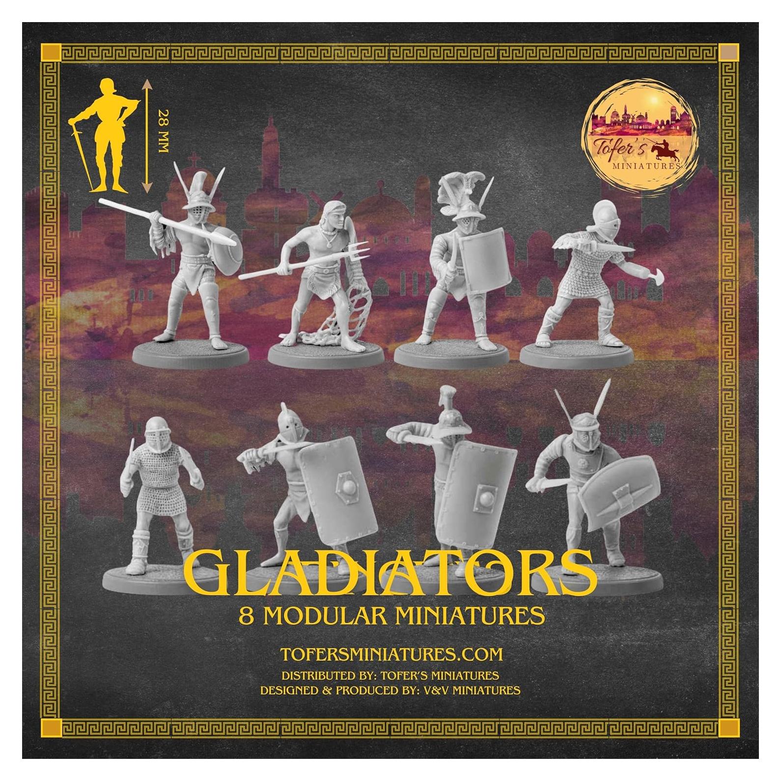 Juego de Miniaturas Gladiadores Tofer 28 mm - 8 Piezas
