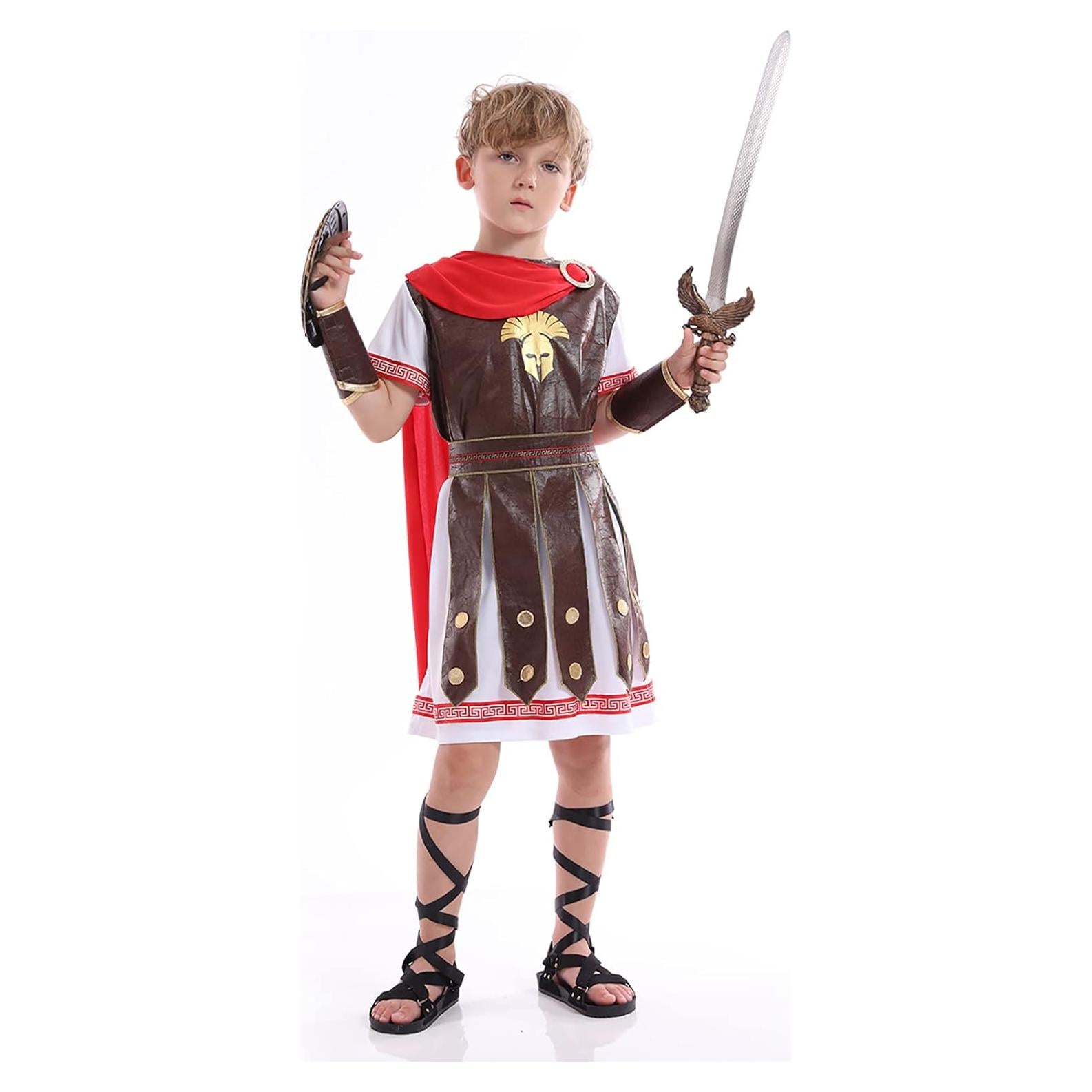 Disfraz de Gladiador Romano para Niños con Capa Roja XXL