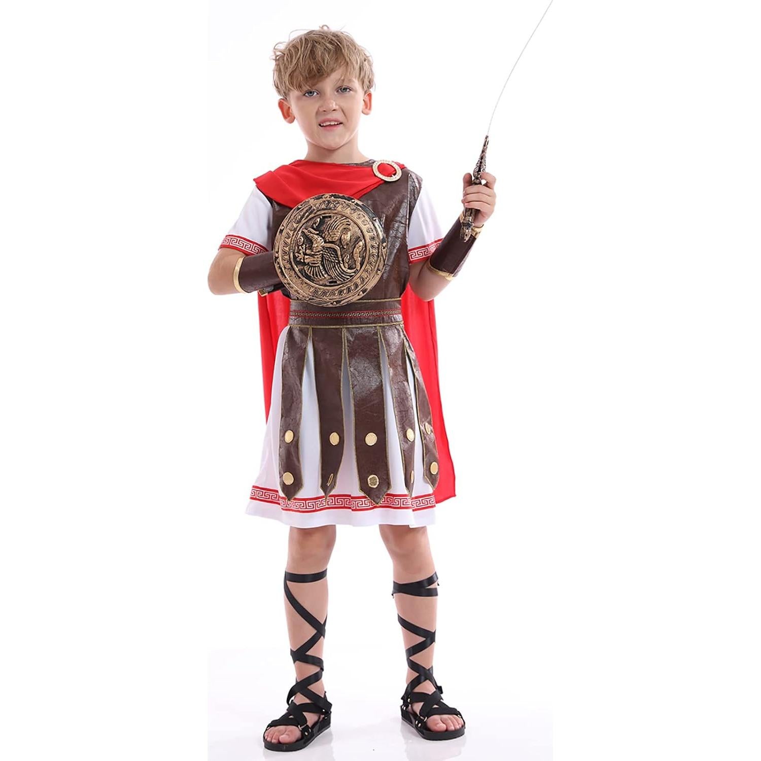 Disfraz de Gladiador Romano para Niños con Capa Roja XXL