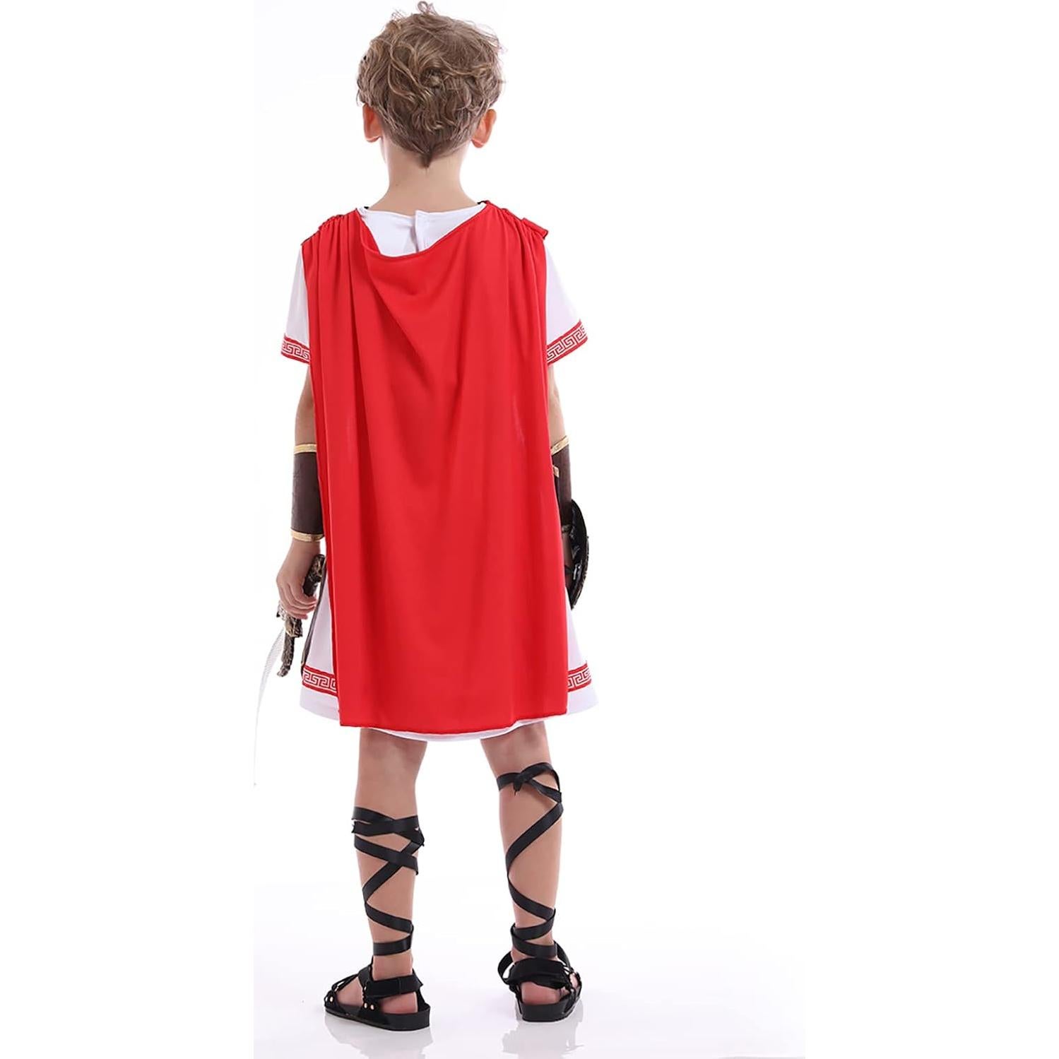 Disfraz de Gladiador Romano para Niños con Capa Roja XXL
