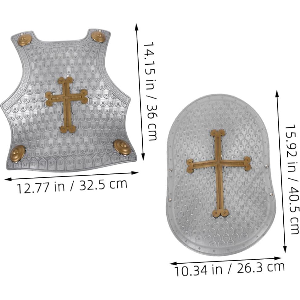 Set de Armadura y Escudo de Juguete para Niños - Plástico Plateado