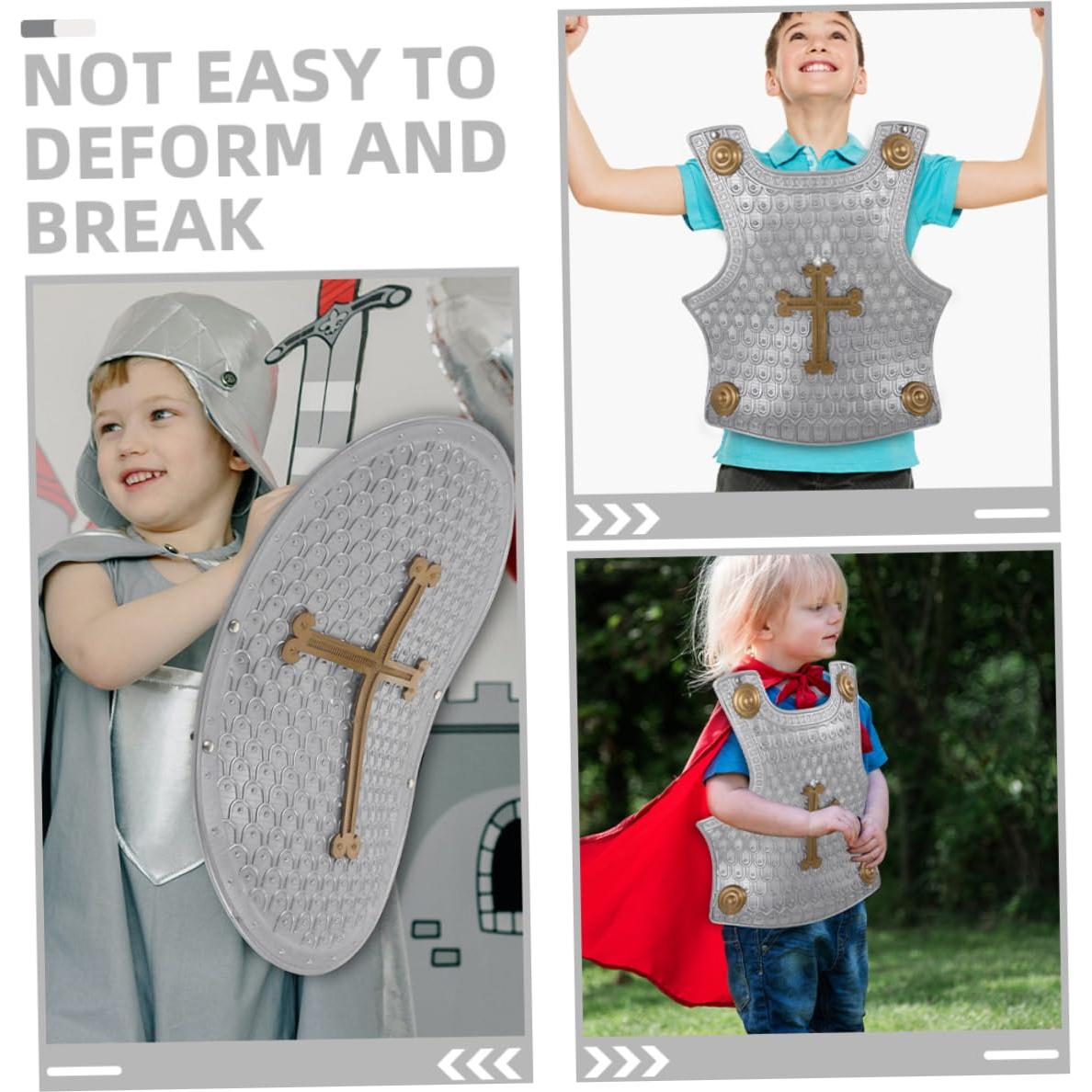 Set de Armadura y Escudo de Juguete para Niños - Plástico Plateado