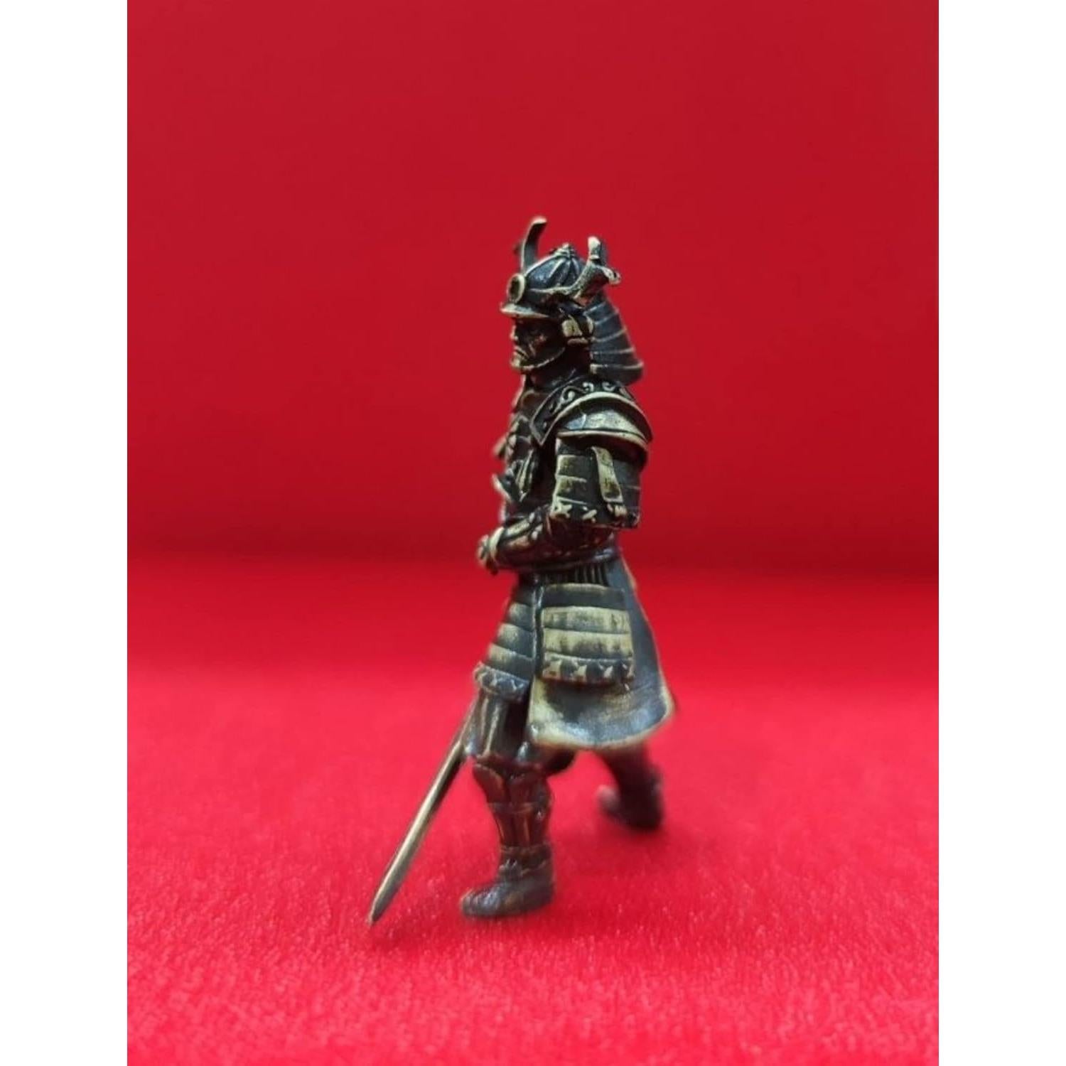 Estatua Miniatura Guerrero Shogunato Japonés Bronce 5cm