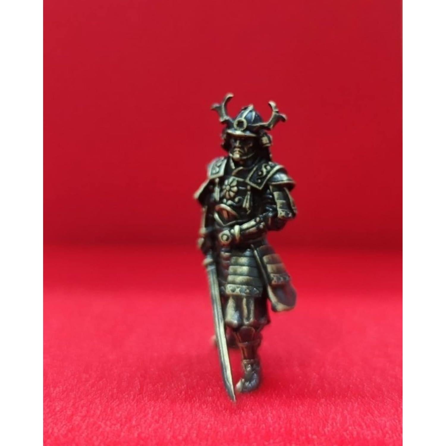 Estatua Miniatura Guerrero Shogunato Japonés Bronce 5cm
