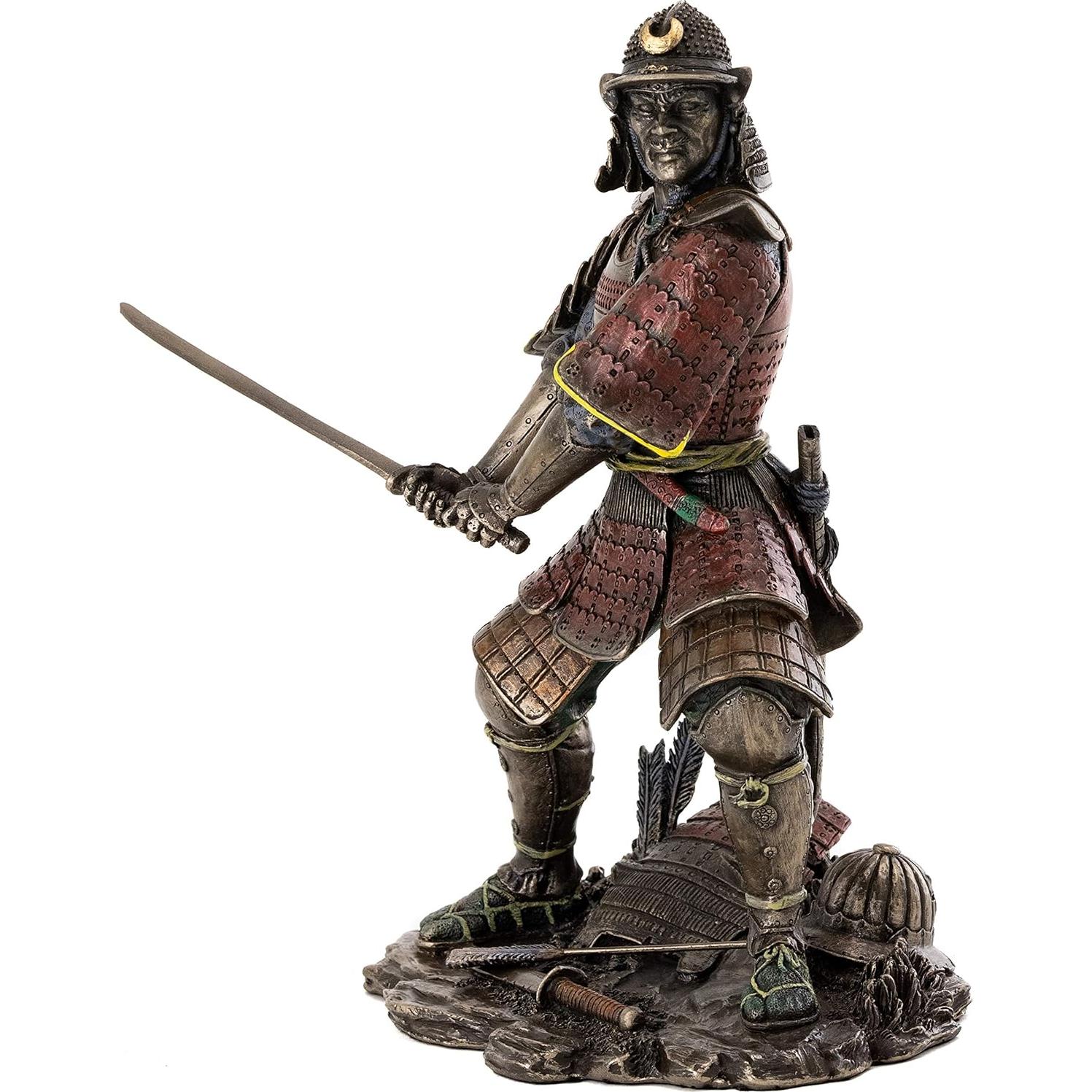 Estatua Samurai General Minamoto en Bronce Frío 21 cm