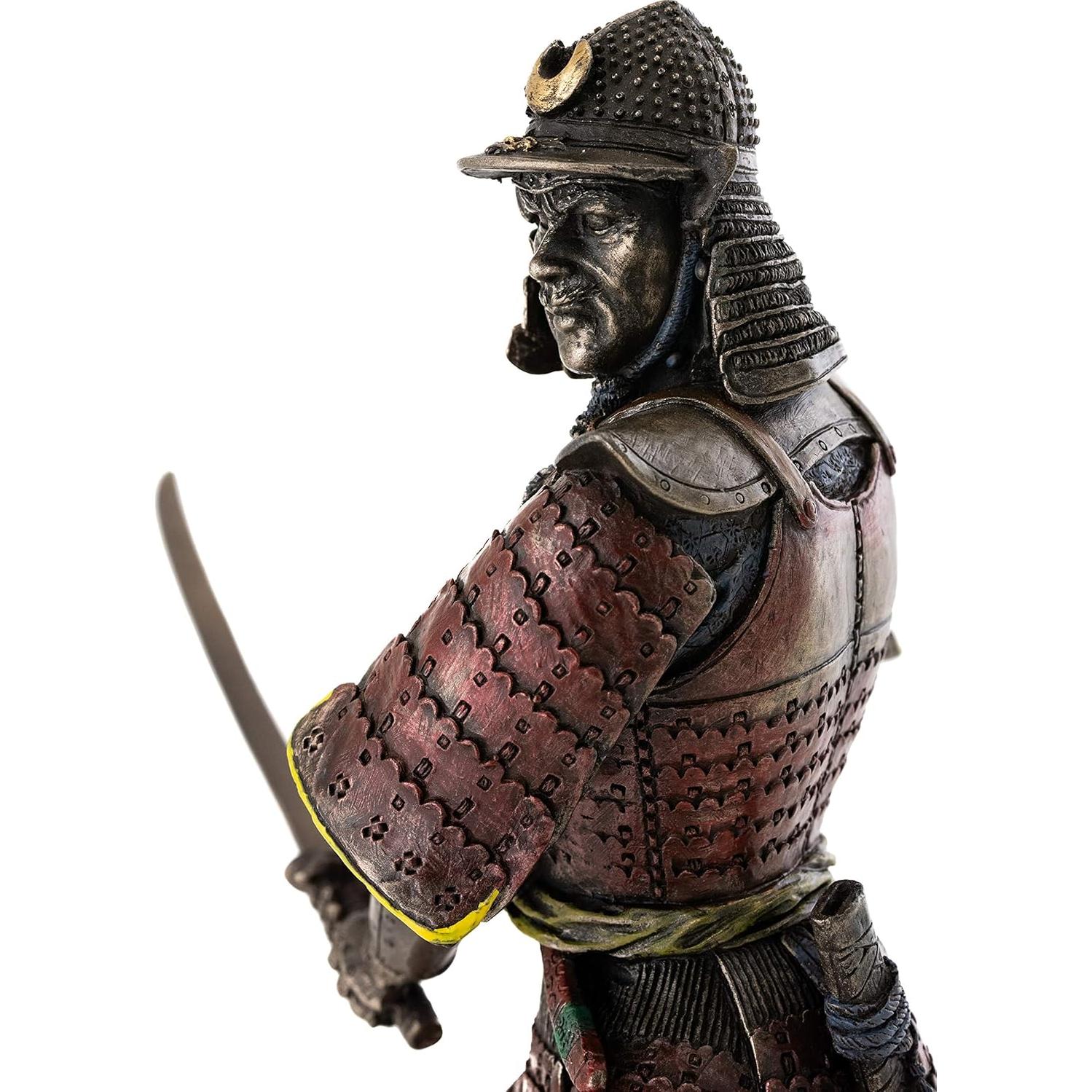 Estatua Samurai General Minamoto en Bronce Frío 21 cm