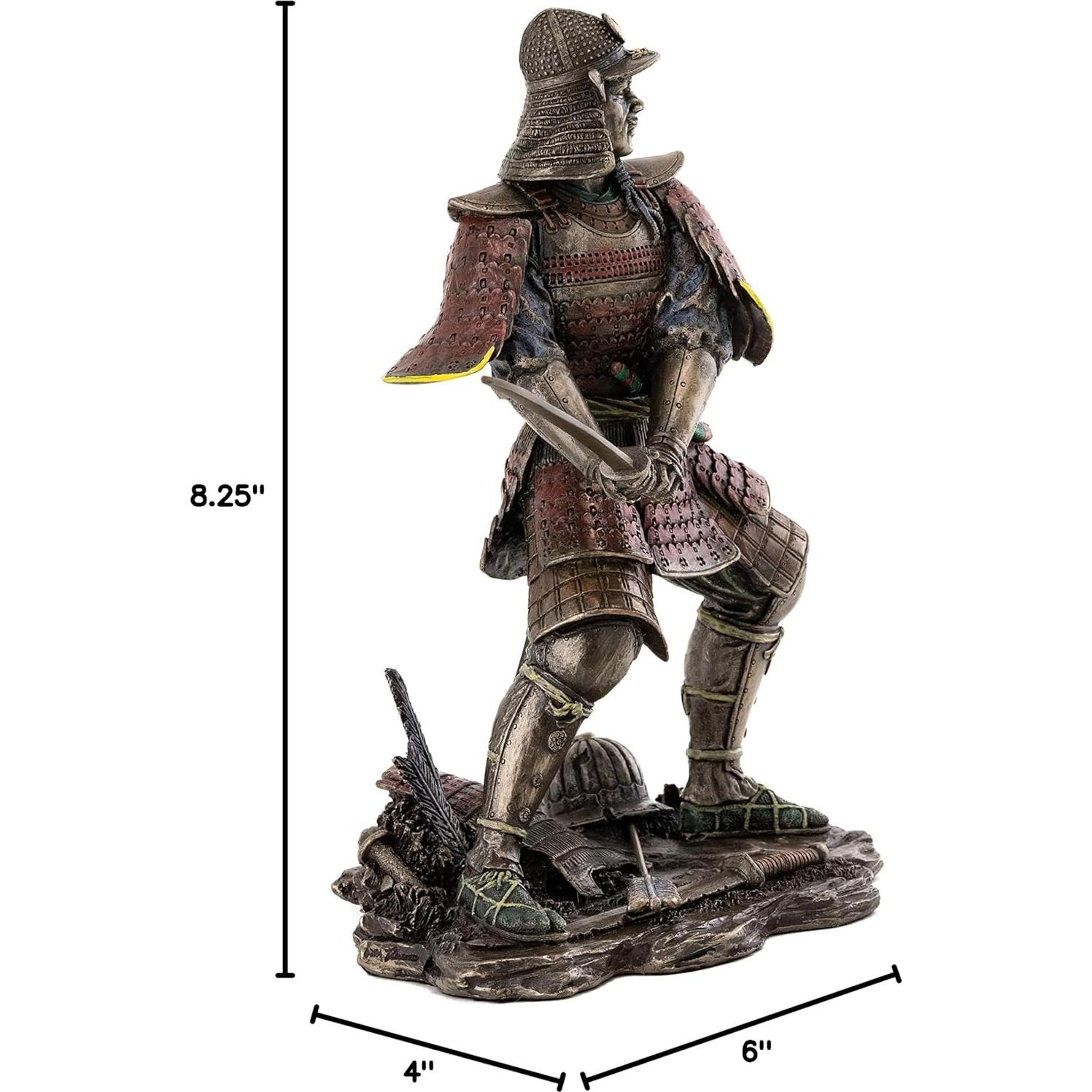 Estatua Samurai General Minamoto en Bronce Frío 21 cm