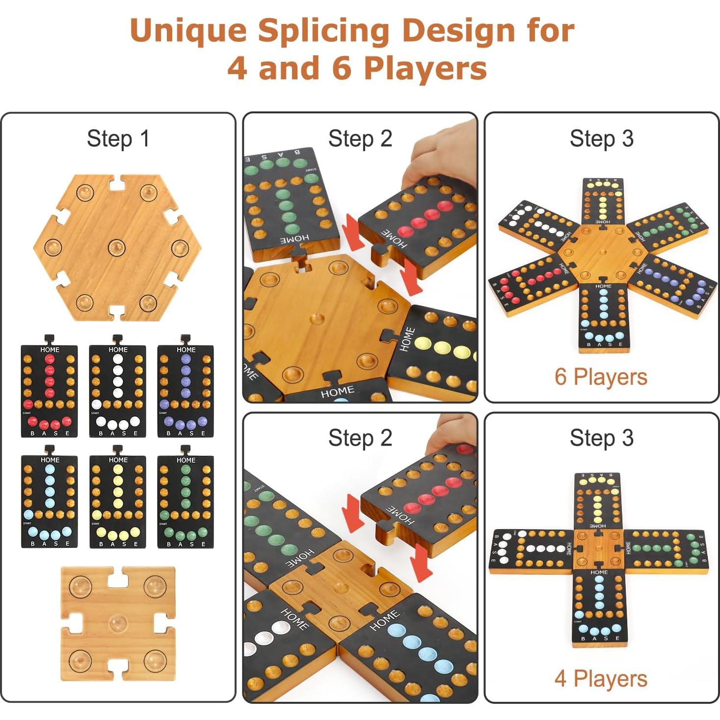 Juego de Mesa de Canicas Plusvivo para 4-6 Jugadores