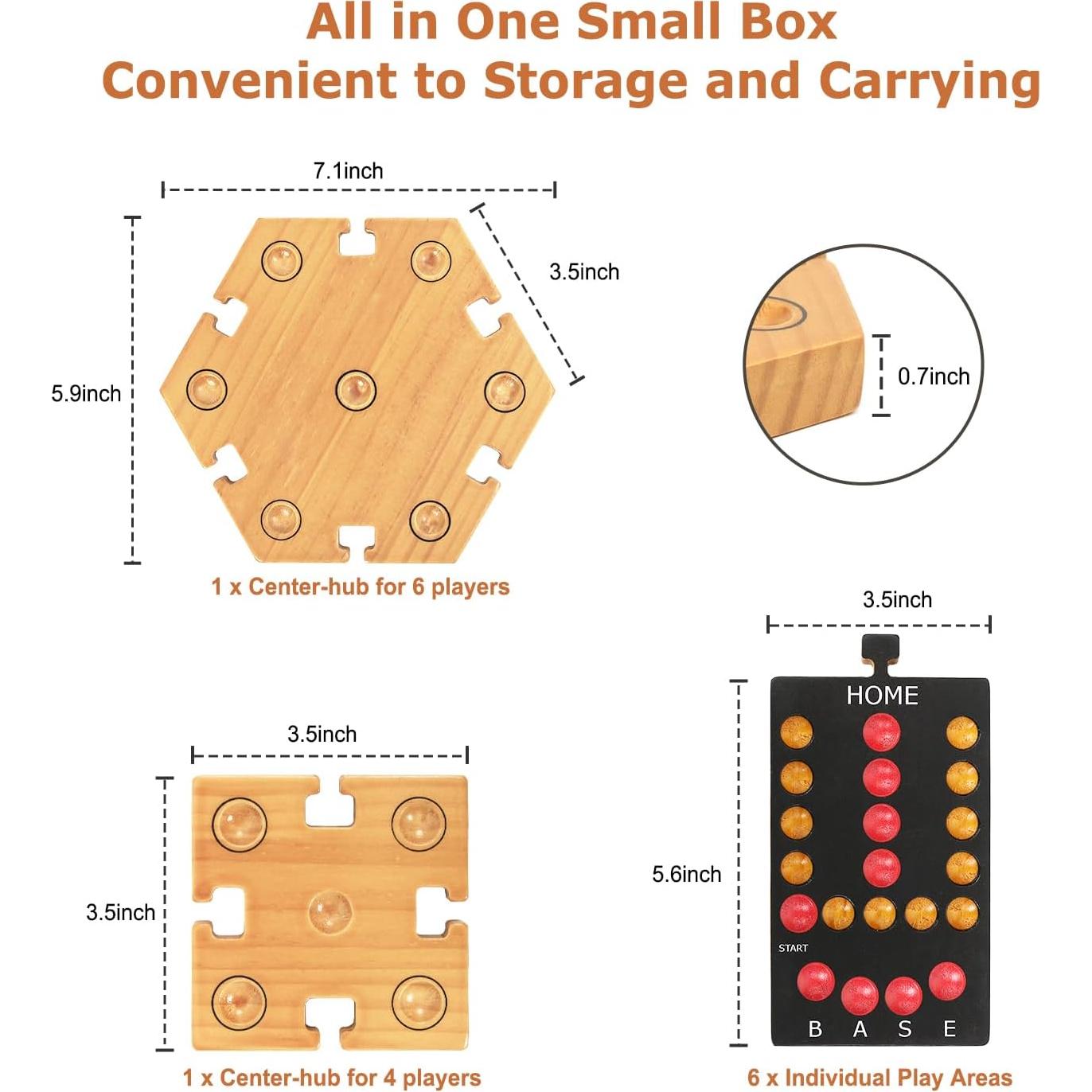 Juego de Mesa de Canicas Plusvivo para 4-6 Jugadores