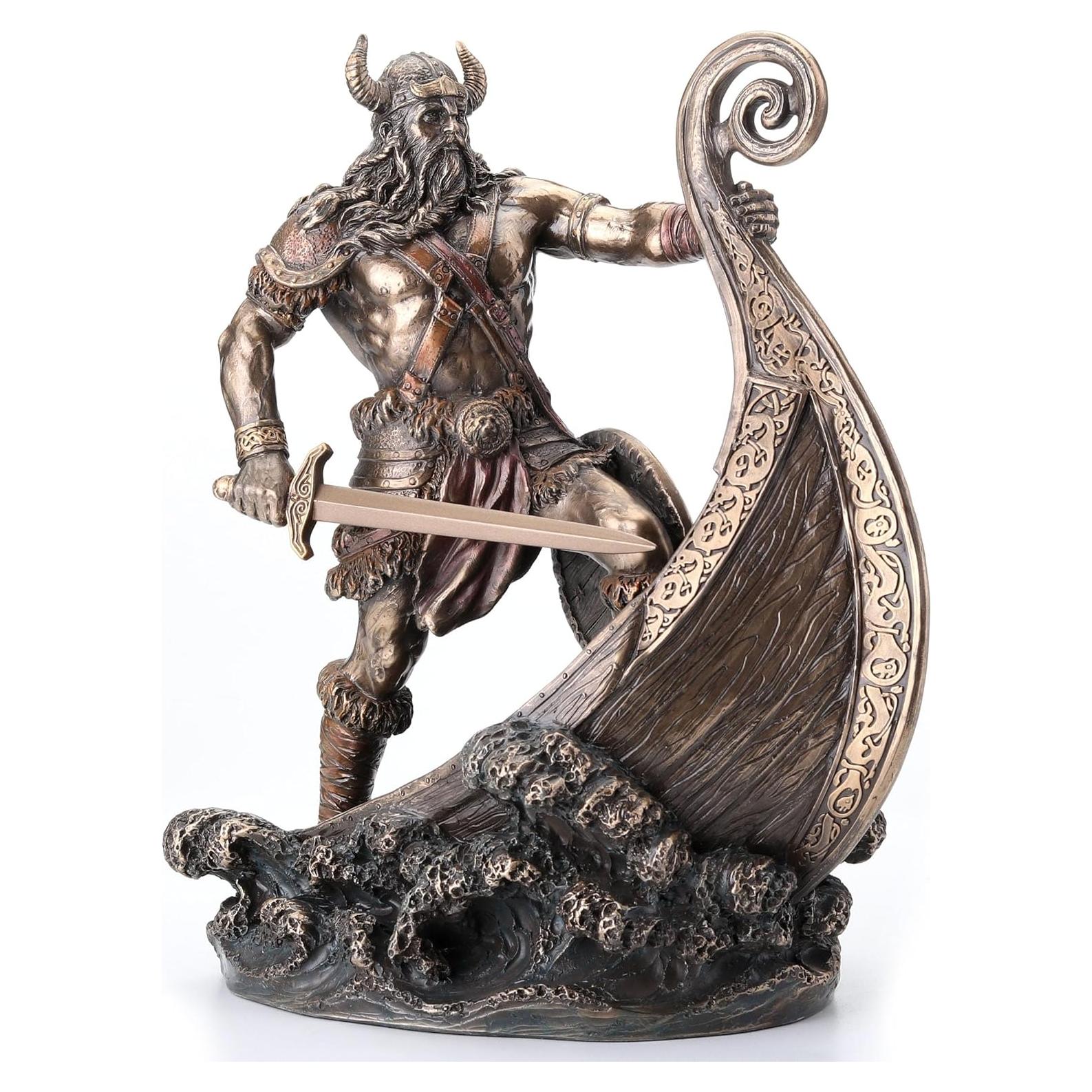 Estatua Guerrero Vikingo Veronese 24.1 cm Bronce Antiguo
