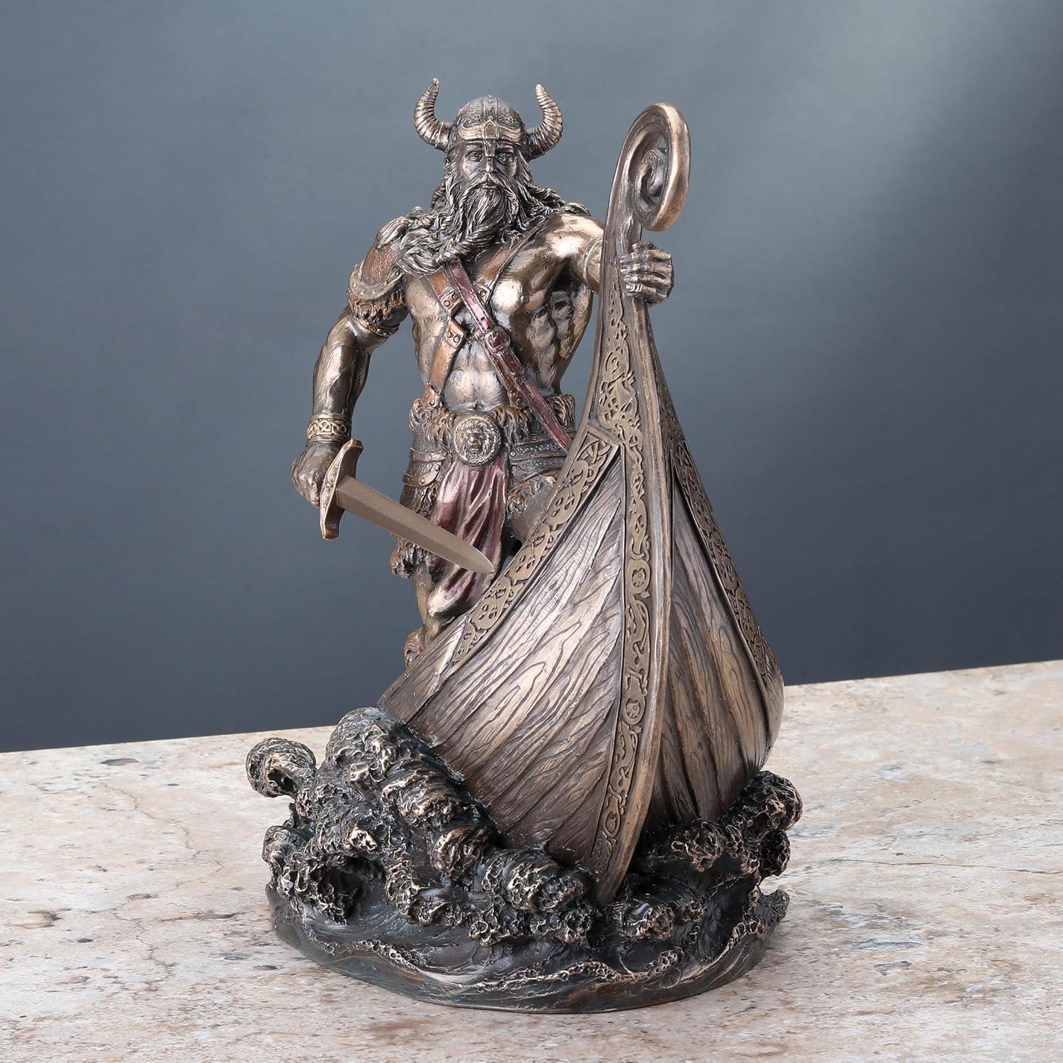 Estatua Guerrero Vikingo Veronese 24.1 cm Bronce Antiguo