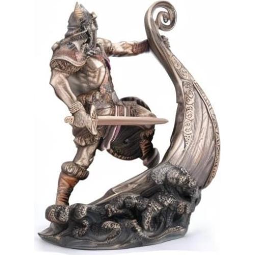 Estatua Guerrero Vikingo Veronese 24.1 cm Bronce Antiguo
