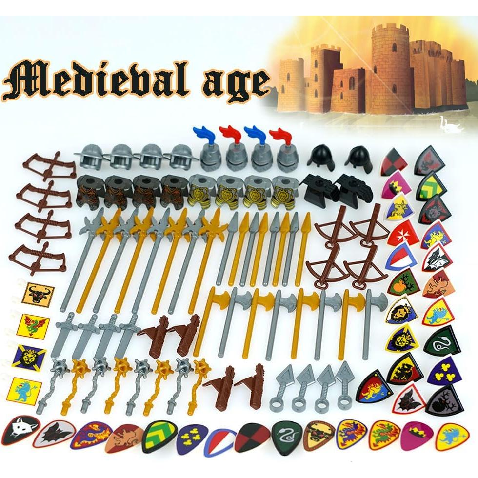 Kit de Armas y Armaduras Medievales Pamvava - Accesorios para Ladrillos