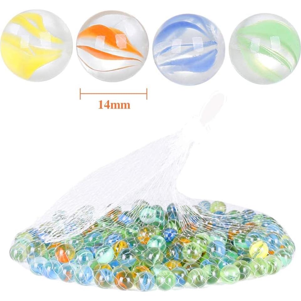 Lote de 200 Canicas de Vidrio PowerKing Ojos de Gato 14 mm
