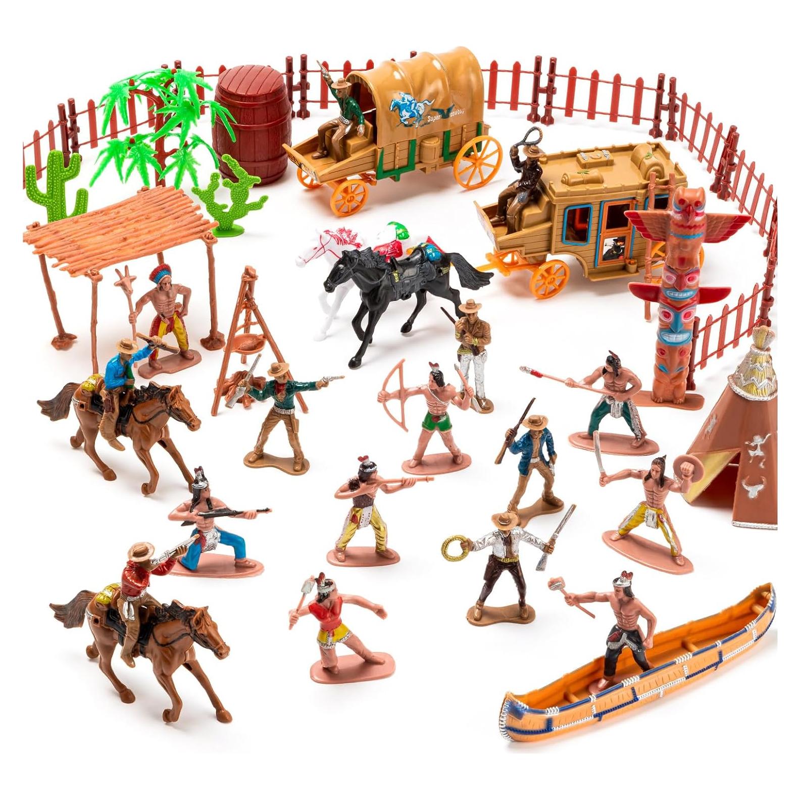 Juego de 43 Piezas de Vaqueros e Indios XJWWHZ - Educativo