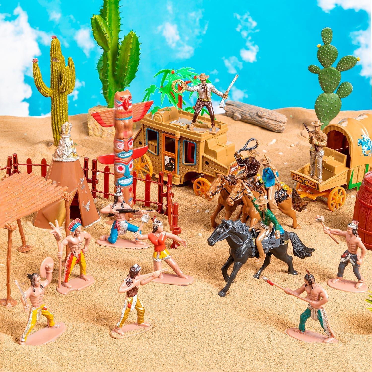 Juego de 43 Piezas de Vaqueros e Indios XJWWHZ - Educativo