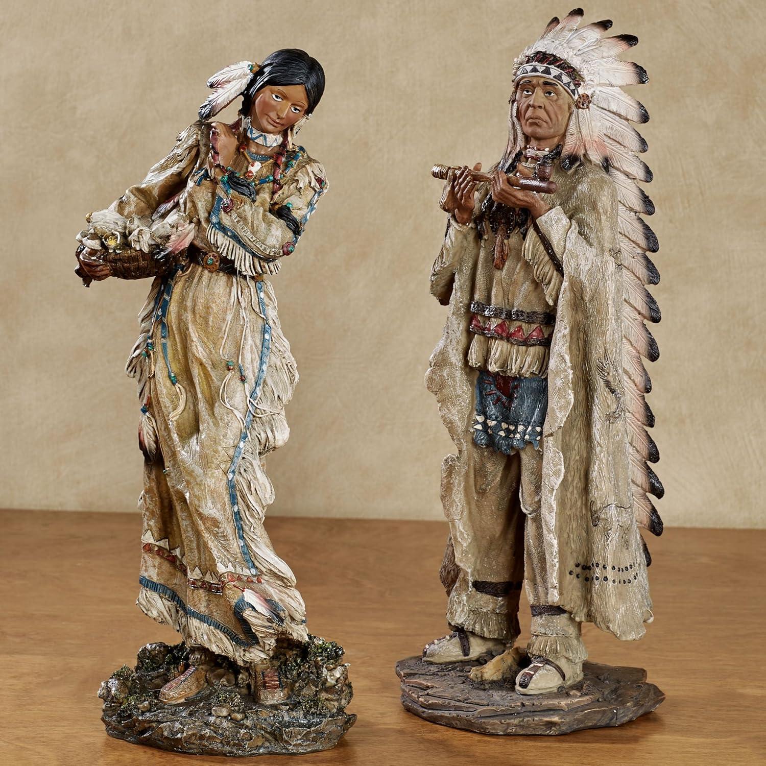 Juego de 2 Figuras Nativas Americanas Toque de Clase - Decoración Suroeste