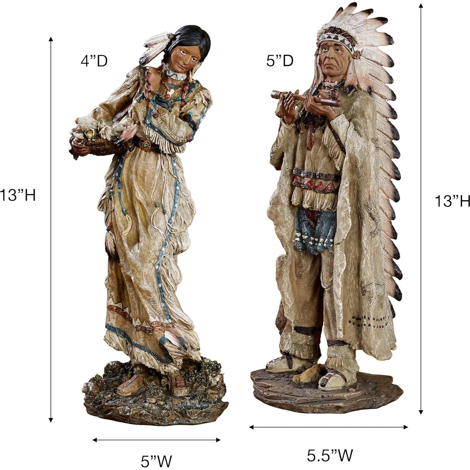 Juego de 2 Figuras Nativas Americanas Toque de Clase - Decoración Suroeste