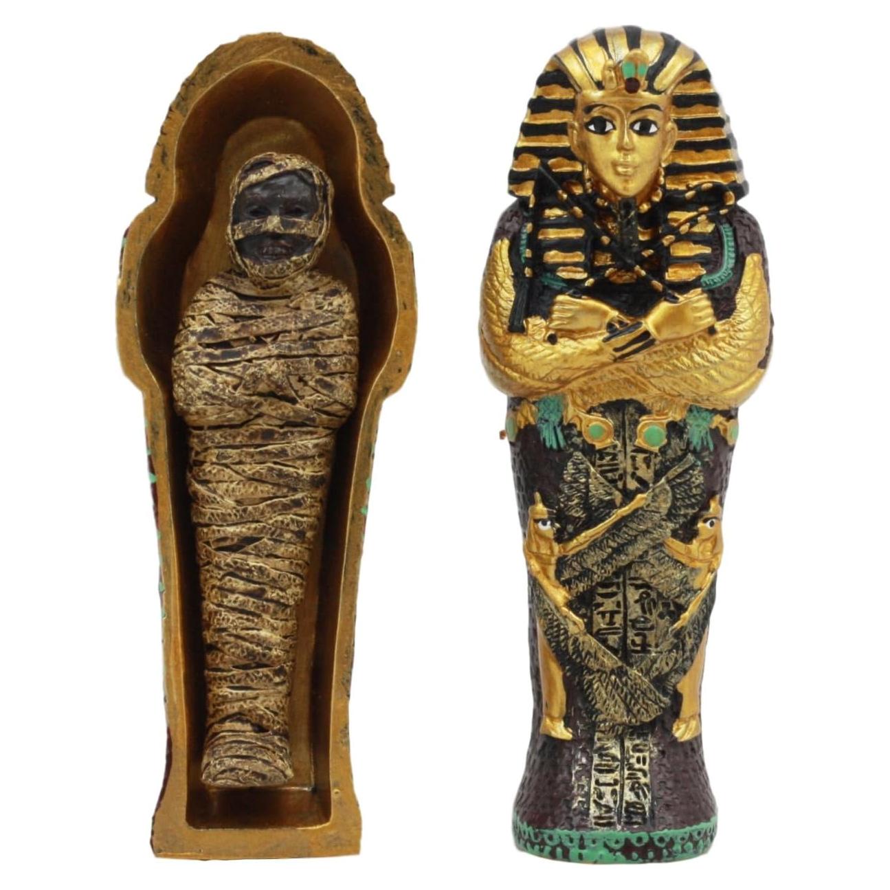 Sarcófago del Rey Tutankamón con Figura de Momia Ebros 10.16 cm