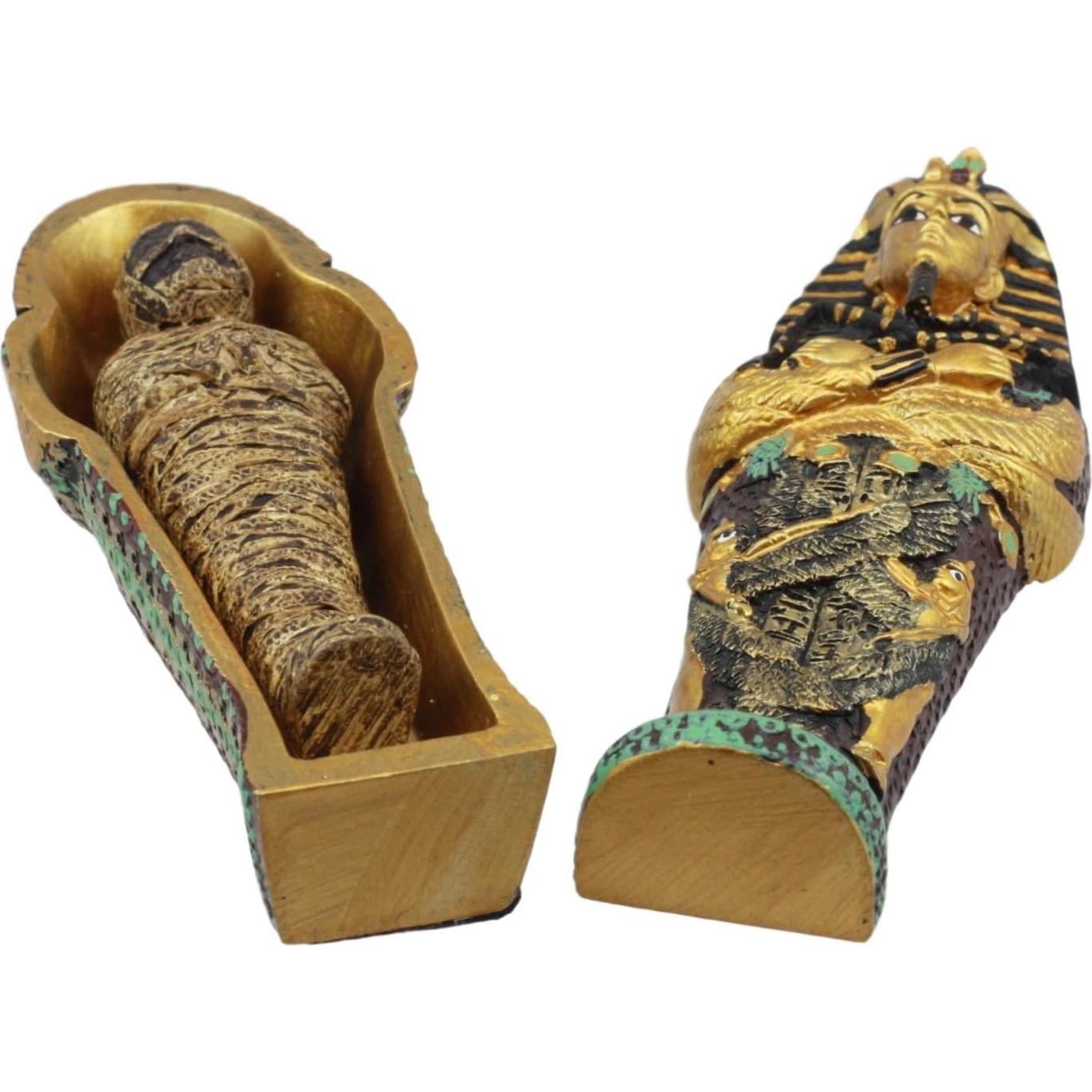 Sarcófago del Rey Tutankamón con Figura de Momia Ebros 10.16 cm