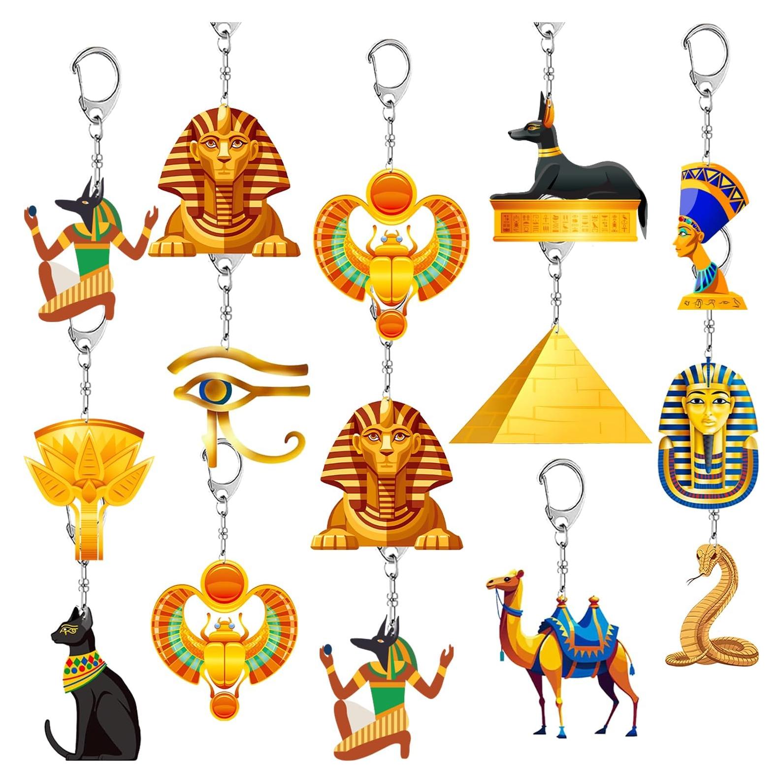 Llaveros del Antiguo Egipto 12PCS - Decoración Faraón y Pirámide