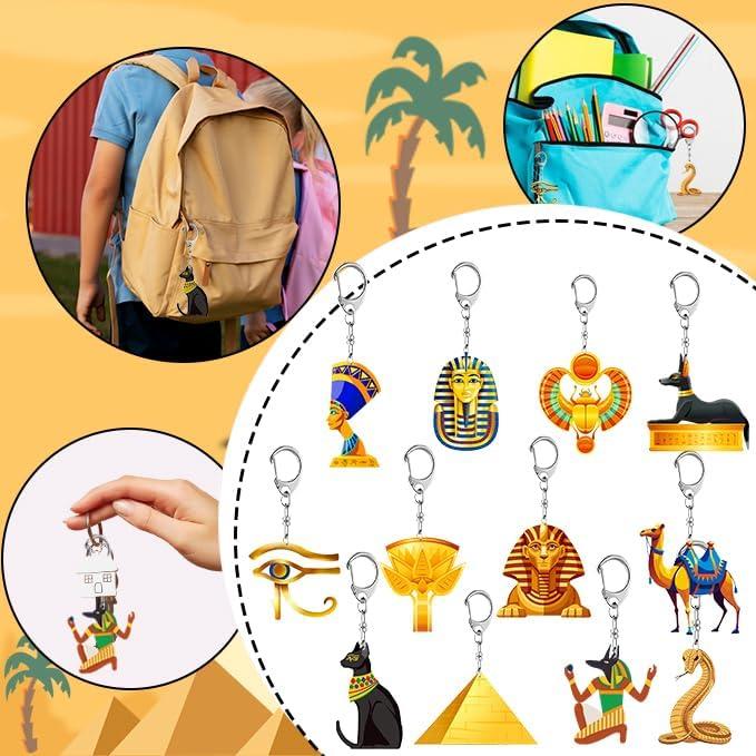 Llaveros del Antiguo Egipto 12PCS - Decoración Faraón y Pirámide
