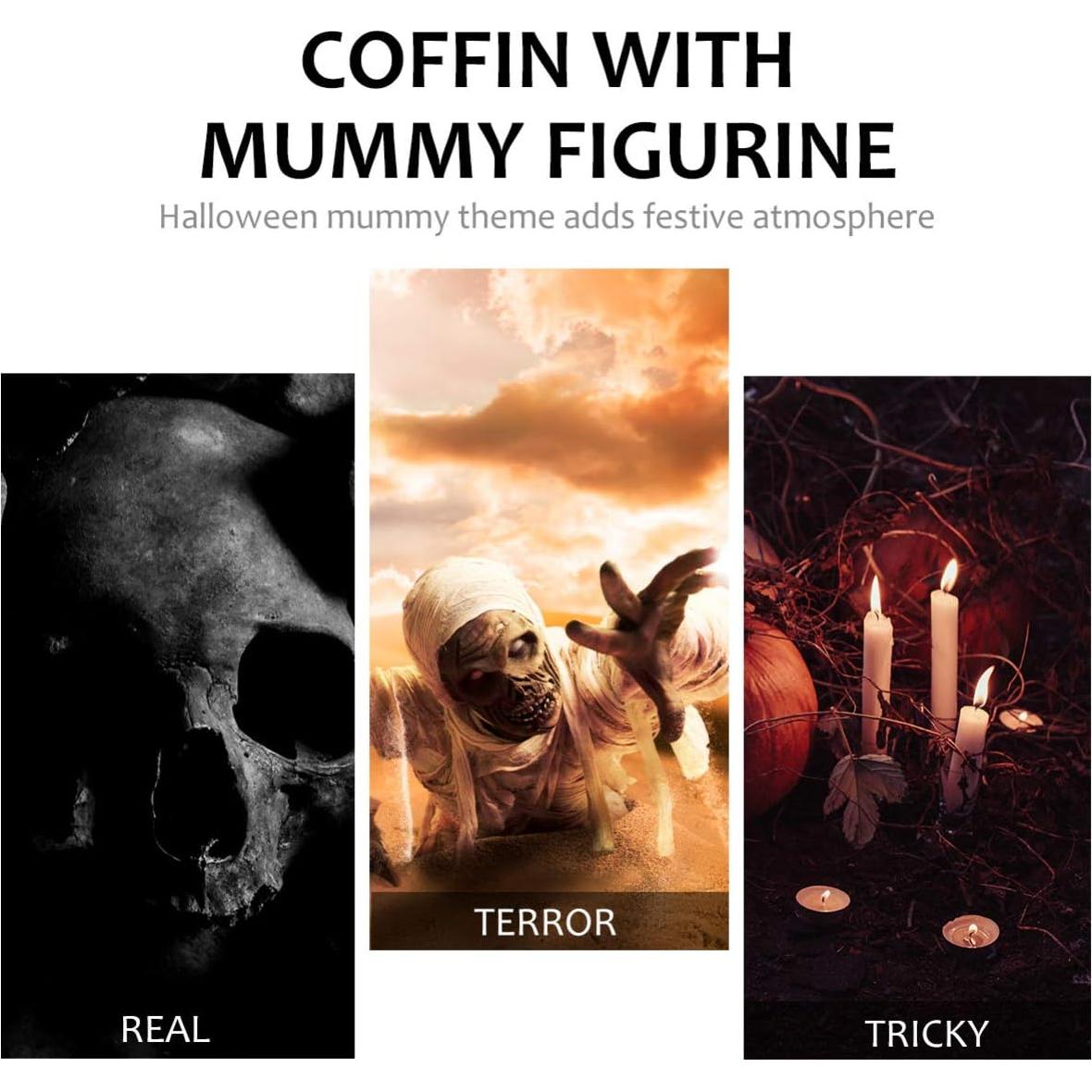 Ataúd con Momia DOITOOL 9x3.5x2.5cm Decoración Halloween