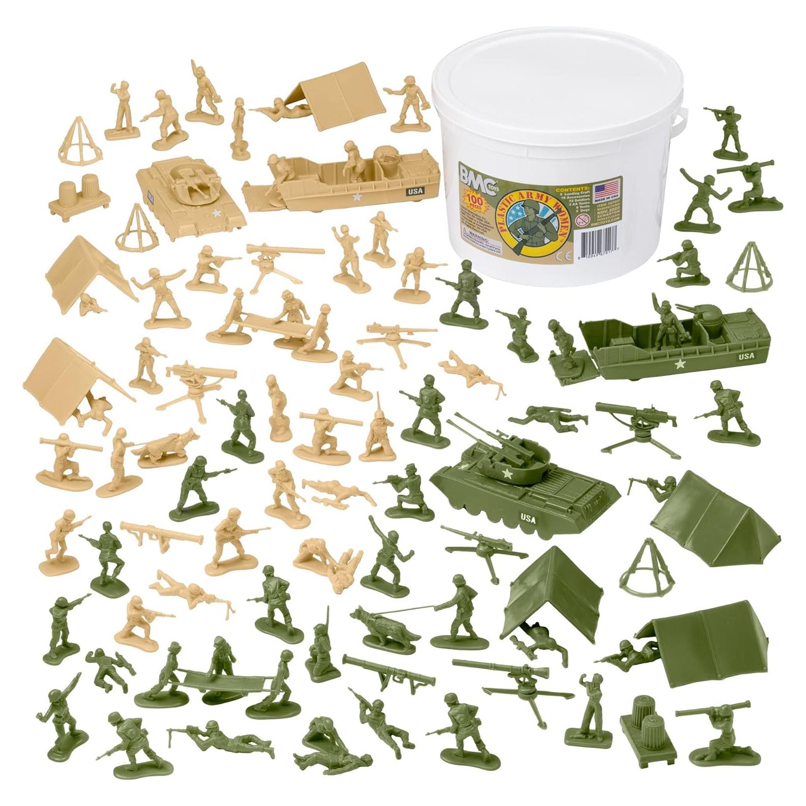 BMC Toys Cubo de Mujeres del Ejército 100pc Tan y Verde Oliva