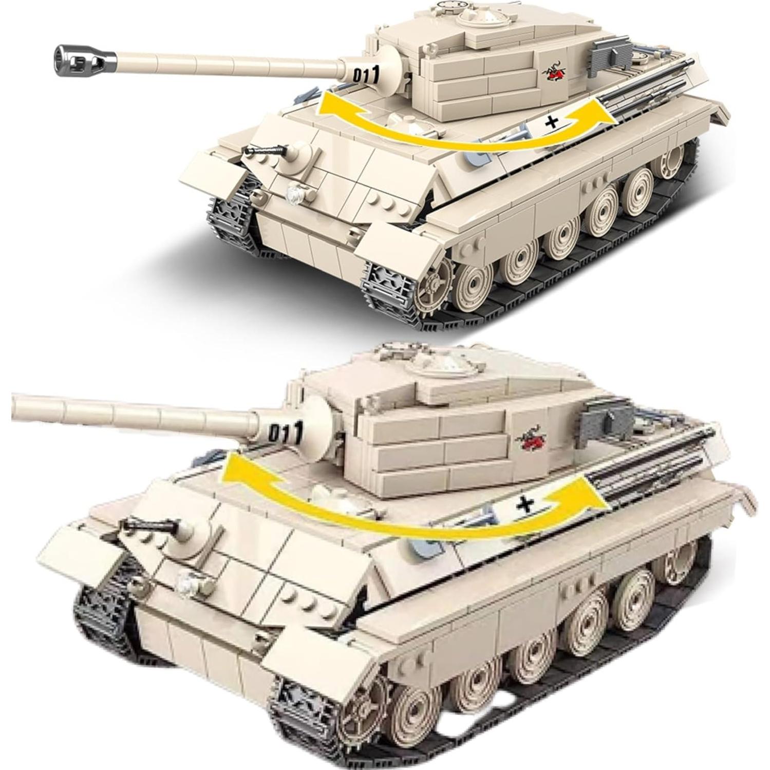 Juego de Bloques de Construcción Militar General Jim Tanque Rey Tigre