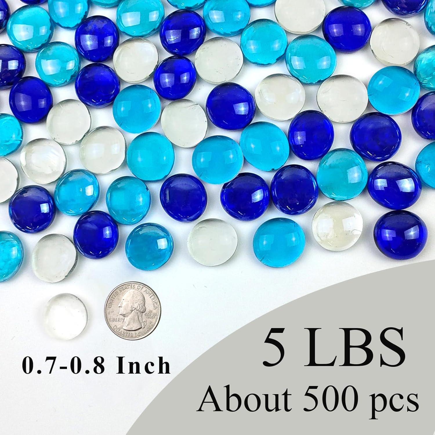 Canicas de Vidrio Planas FANTIAN 2,27 kg 500 Pcs Decorativas