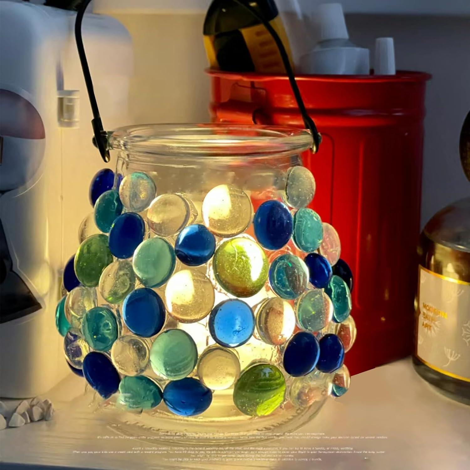 Piedras de Vidrio Decorativas FANTIAN 4.49 kg Azules Mixtas