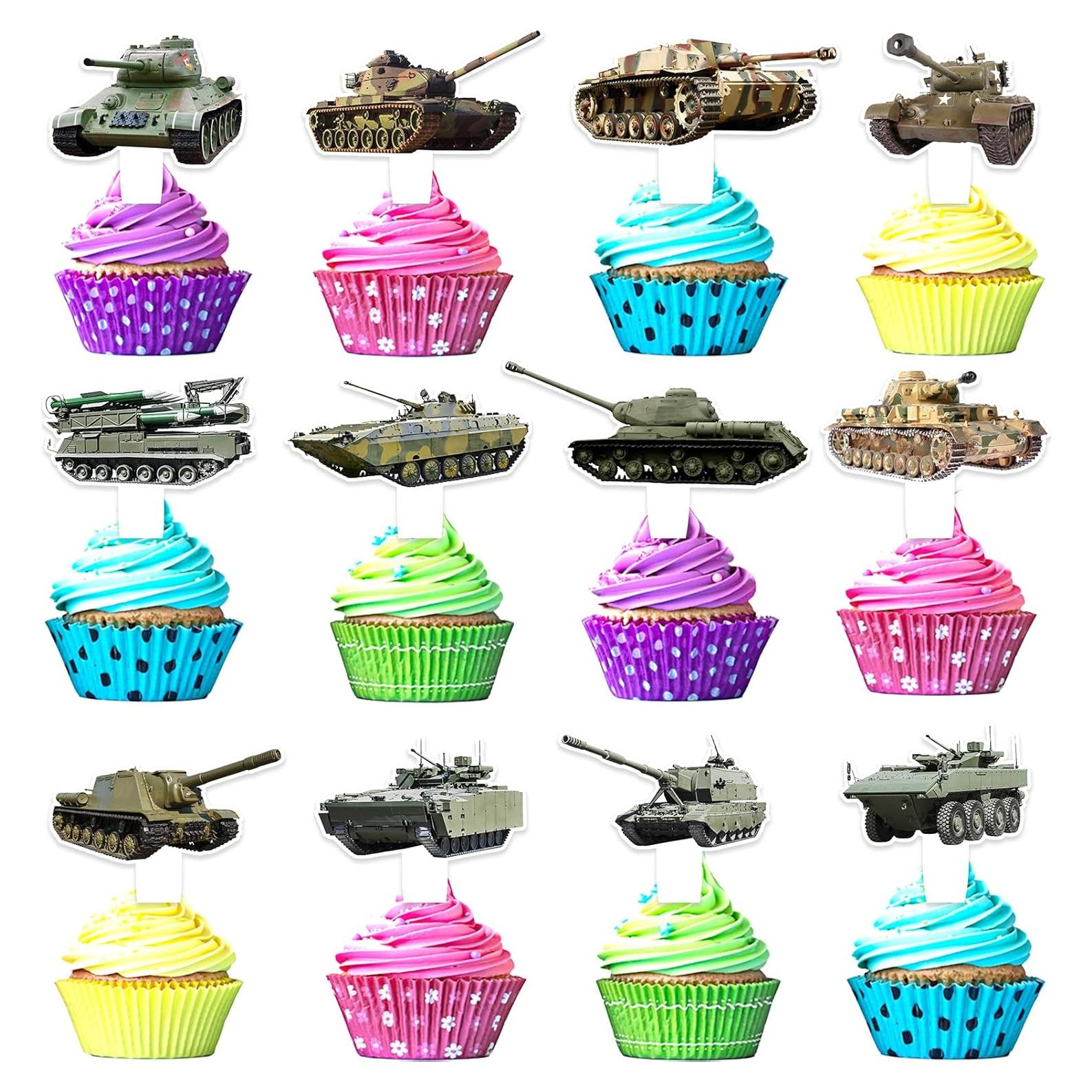 Juego de 24 Decoraciones para Cupcakes Militares LIANGSS